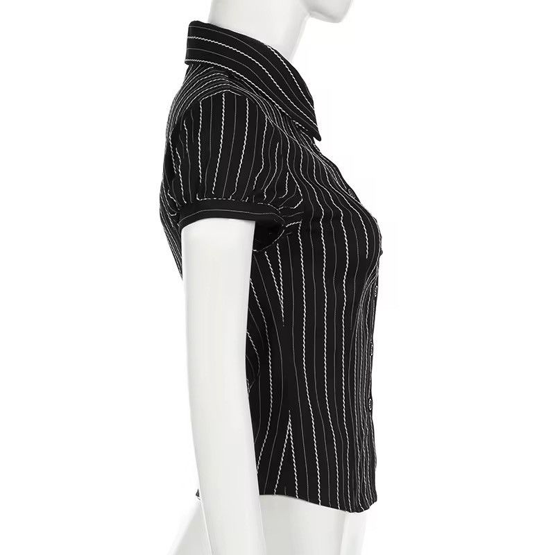 Other Retro Striped Y2k Blouse Vintage Casual Women’s Shirt Size S / US 4 / IT 40 - 8 Thumbnail