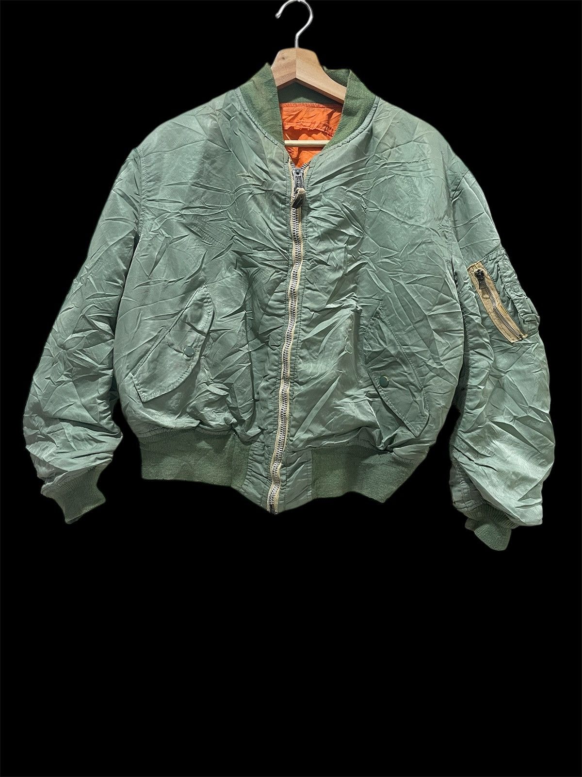 Alpha Industries Vintage Military Flight Bomber MA-1 Jacket Flying Faded Hype Size US S / EU 44-46 / 1 - 1 Thumbnail