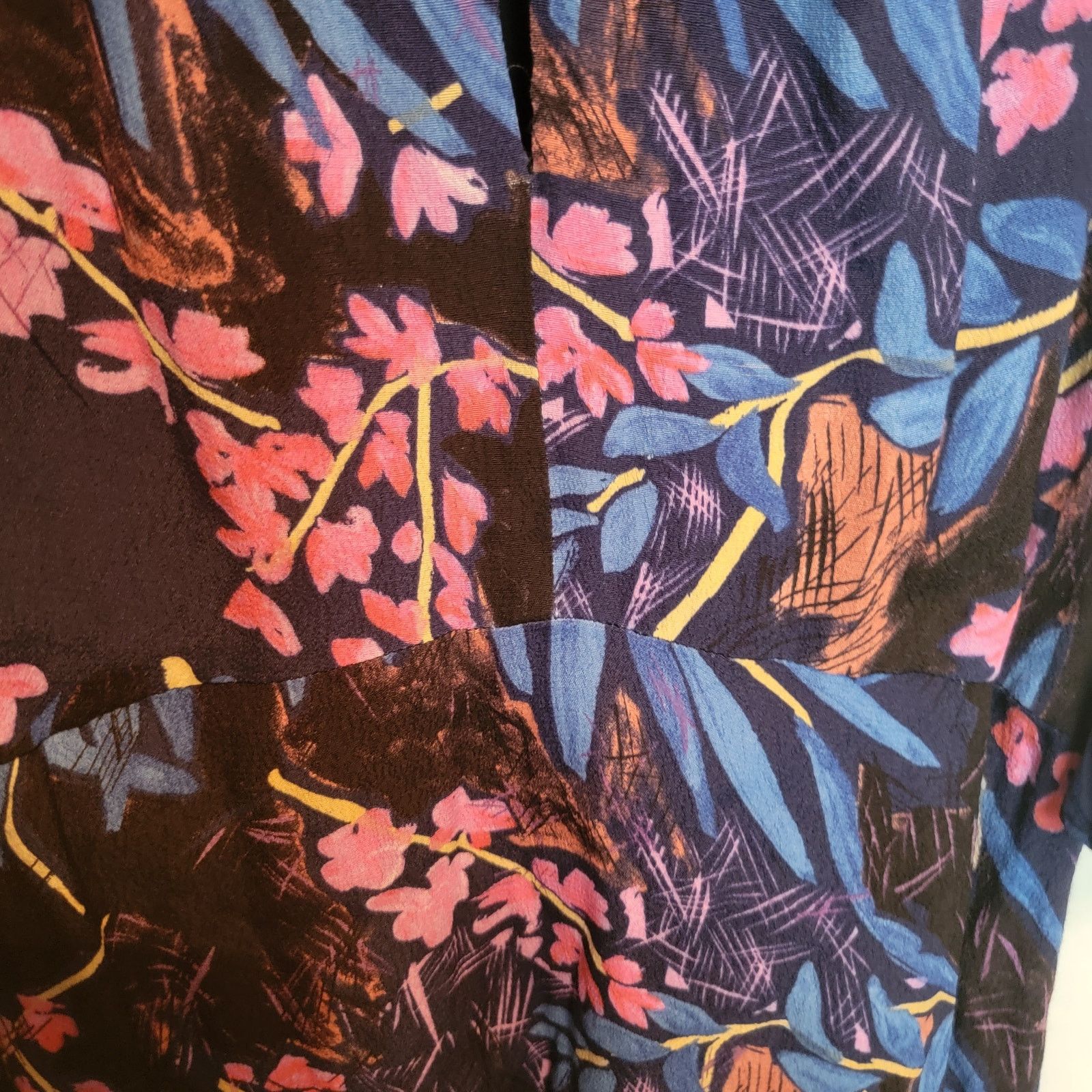 Anthropologie Black Pink Tropical Floral Cold Shoulder Dress Size 4 Size S / US 4 / IT 40 - 11 Thumbnail