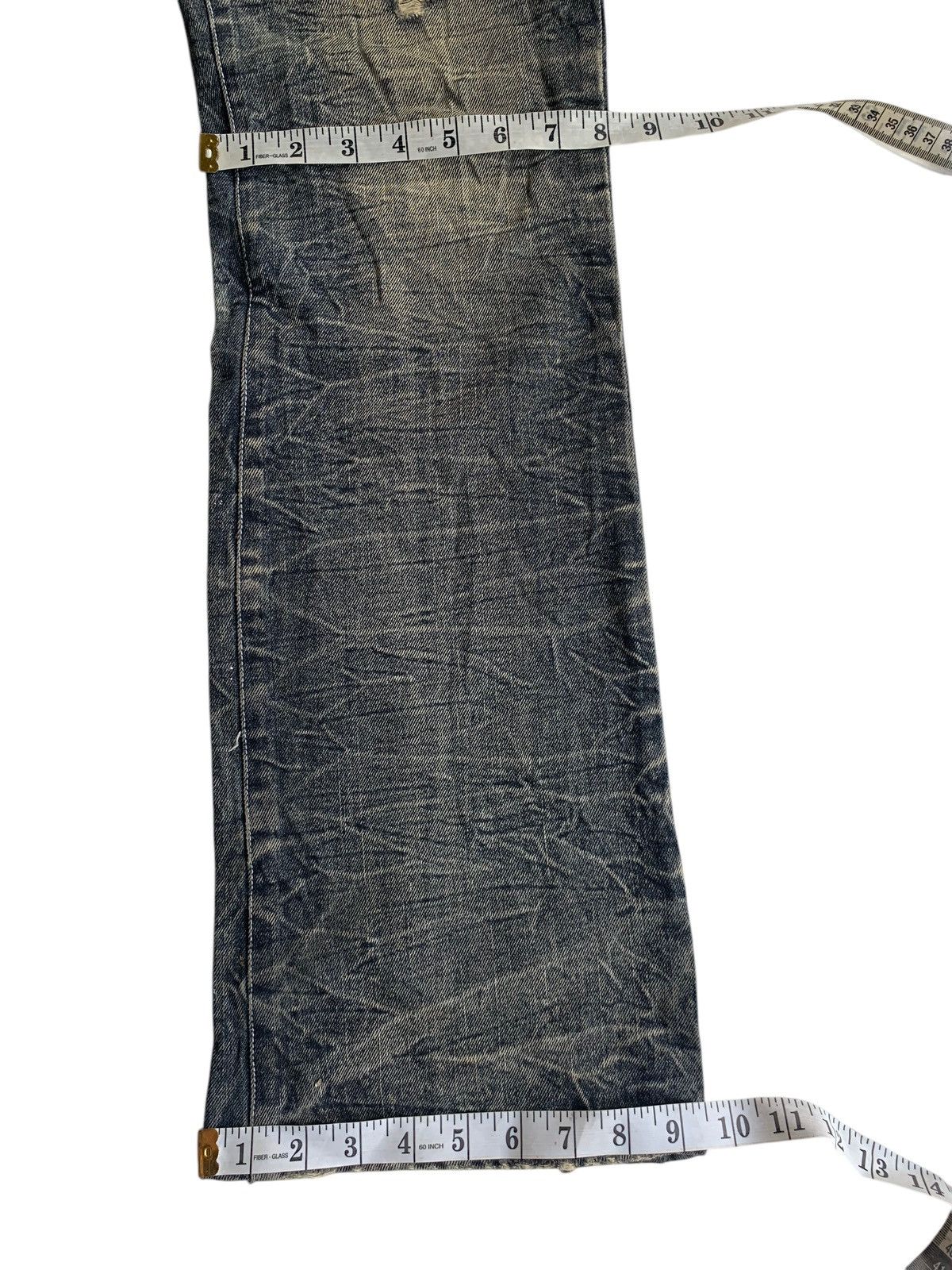 LOWBOX FLARE💥 LOMBOX RUSTY JAPANESE PUNK DISTRESSED DENIM☠️🎌 Size US 33 - 23 Thumbnail