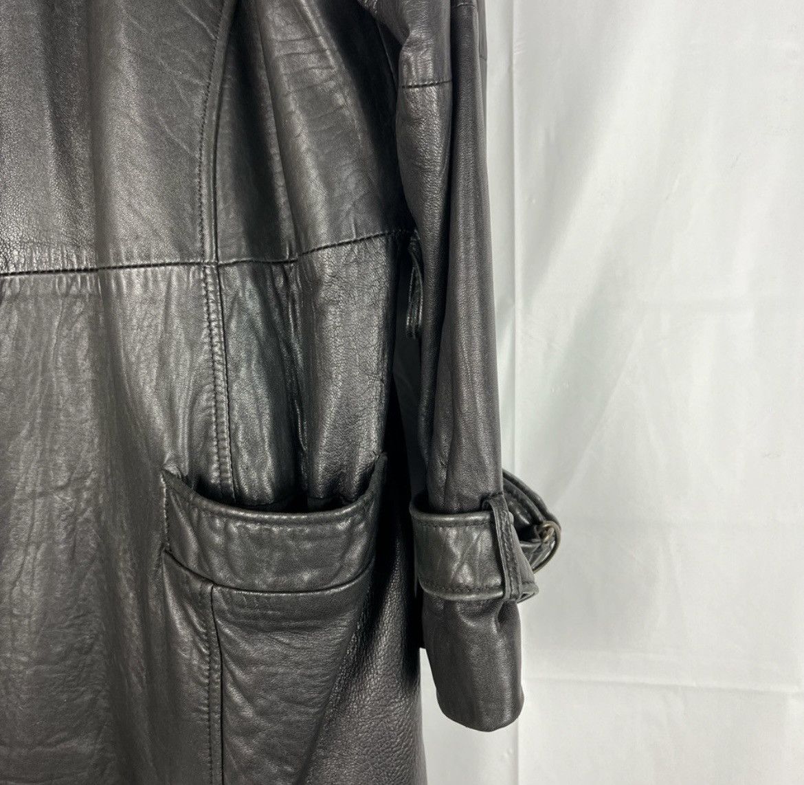 Vintage G-III Black leather trench coat
