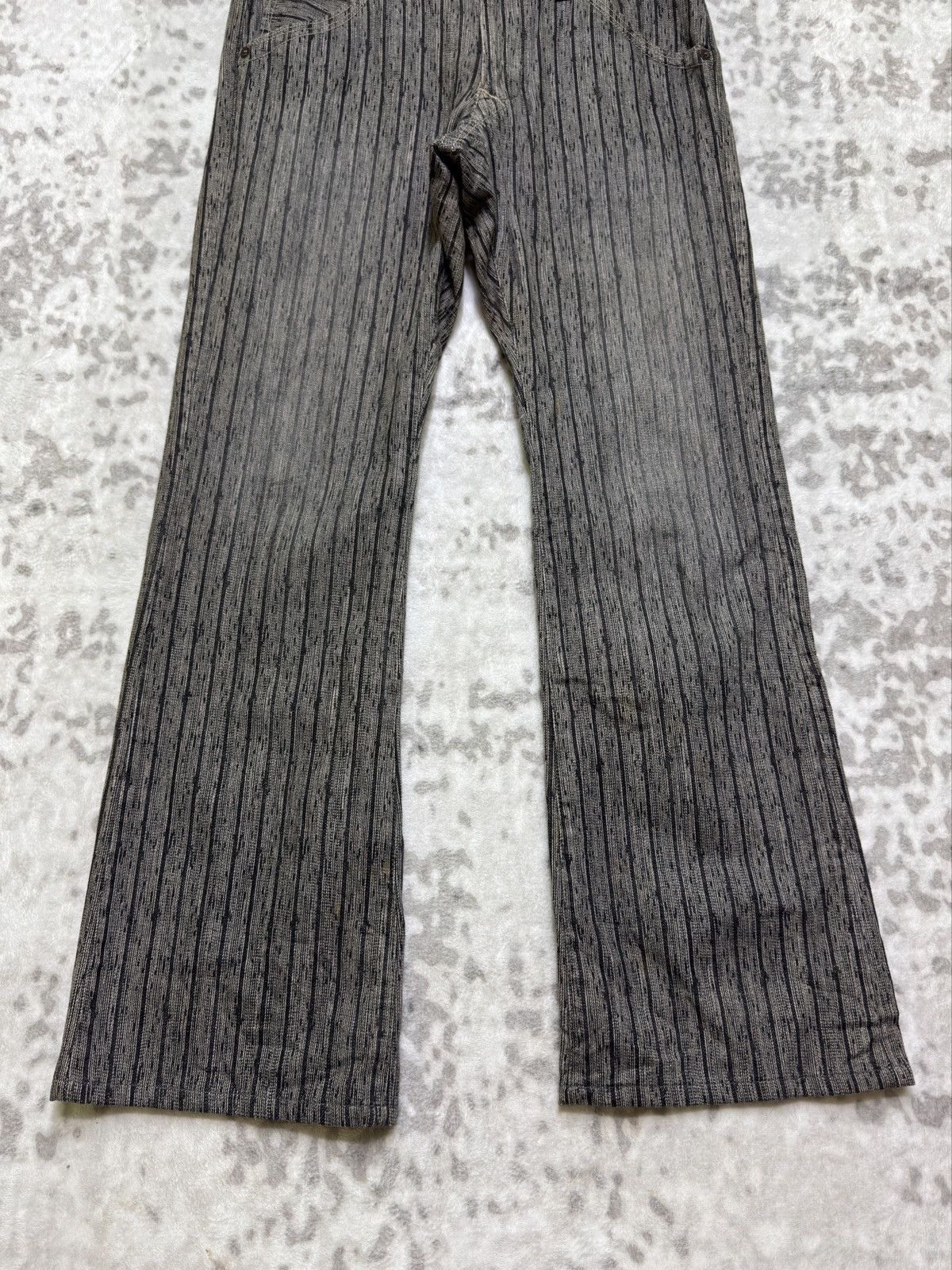 Japanese Brand Vintage Blueway Japanese Flare Denim Bootcut Striped Jeans Size US 31 - 6 Thumbnail