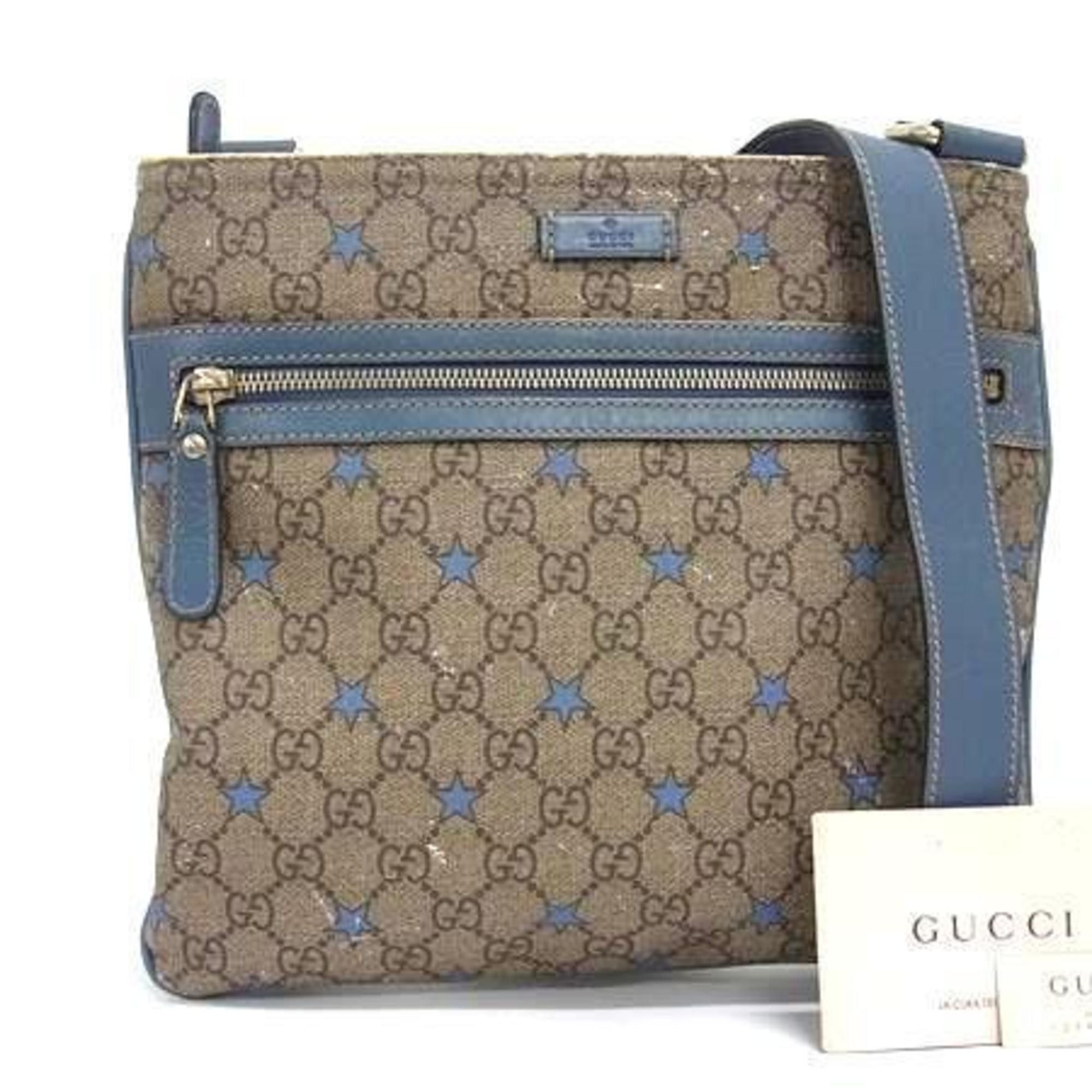 GUCCI GG Supreme Star Print Crossbody Bag 295257 Beige Blue