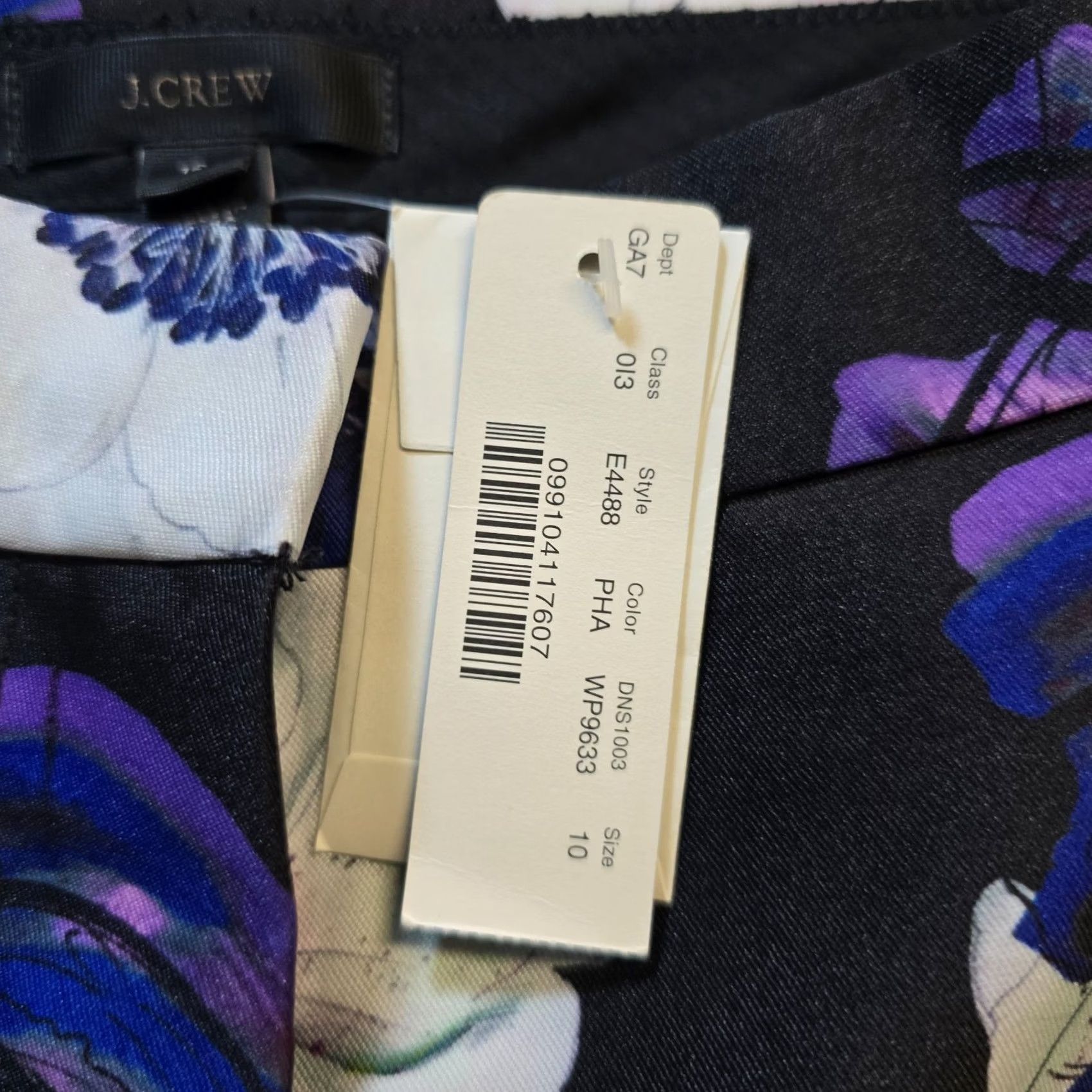 J.Crew J.CREW Pants Womens Size 10 Black Purple Floral Straight Leg Dressy Size 32" / US 10 / IT 46 - 5 Thumbnail