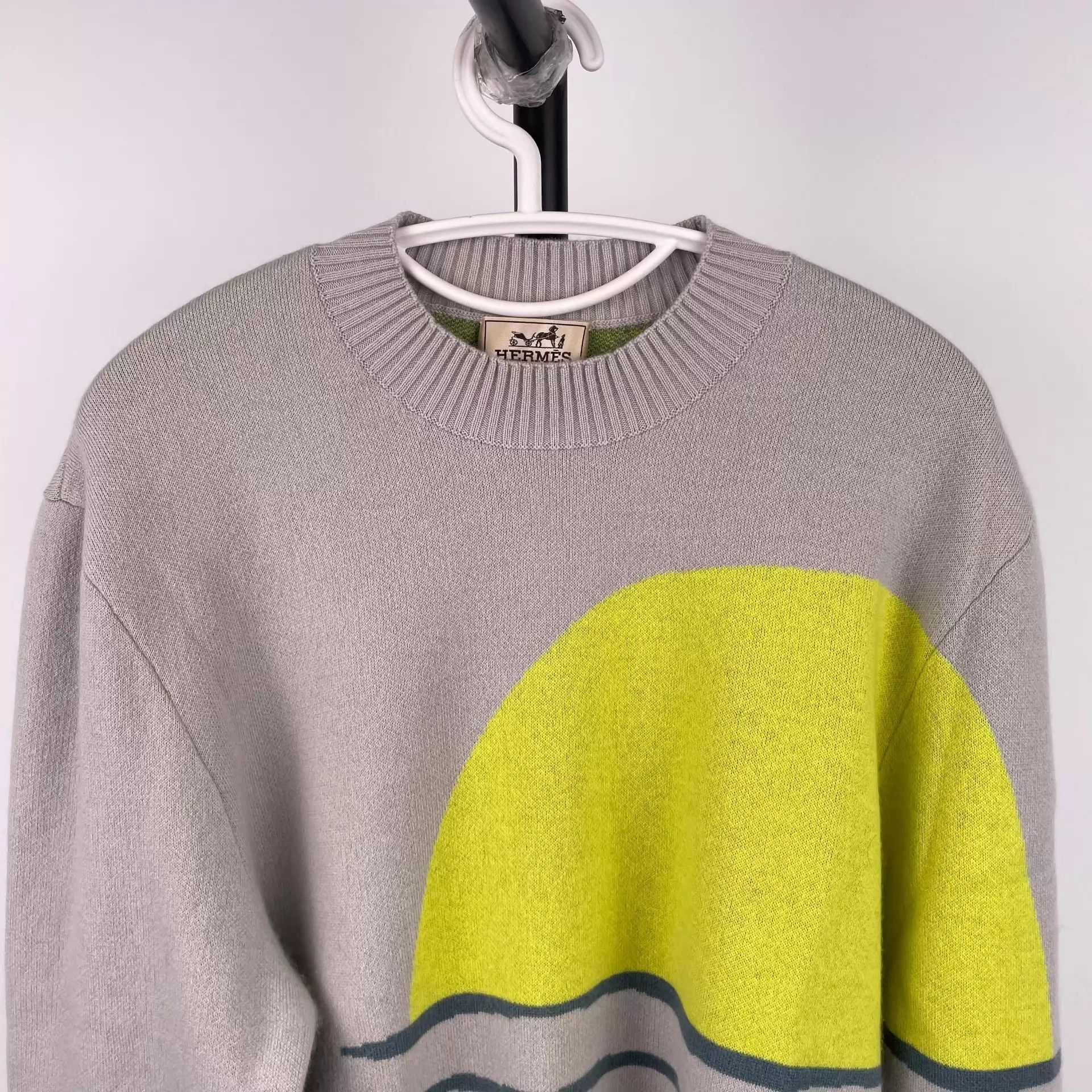 Hermes Hermès Cashmere 2-Tone Gray/Yellow Sweatshirt Size US L / EU 52-54 / 3 - 8 Thumbnail