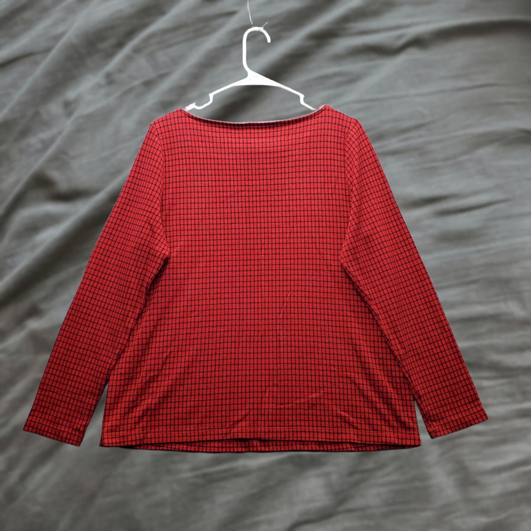 J. Jill J. Jill Ponte Blouse Top Women PM Multi Plaid Knit Boat Neck Stretch Button Side Women's PM Blouse Size M / US 6-8 / IT 42-44 - 1 Thumbnail