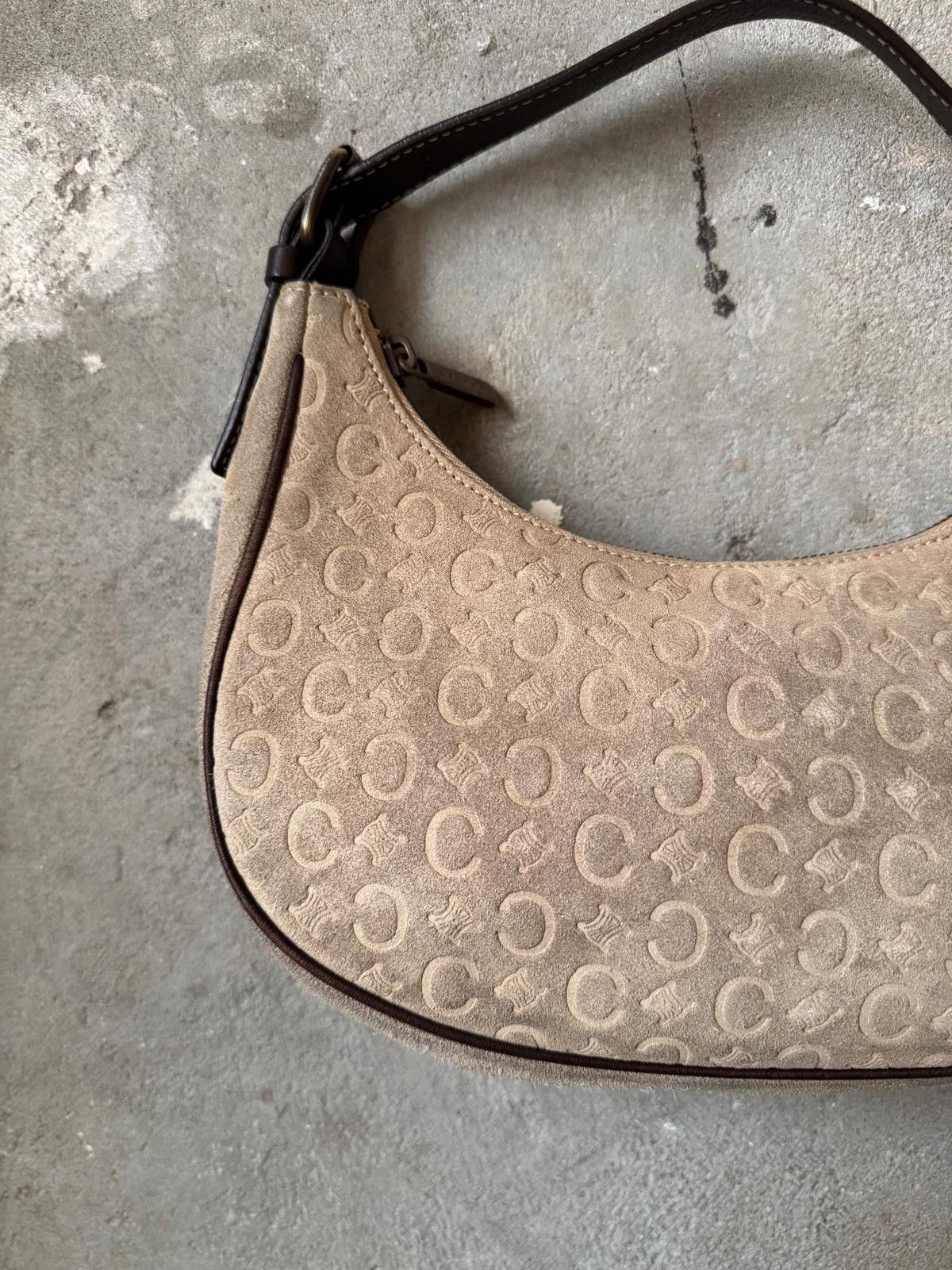 Celine Celine Macadam Suede Ava Shoulder Bag Beige Size ONE SIZE - 2 Thumbnail