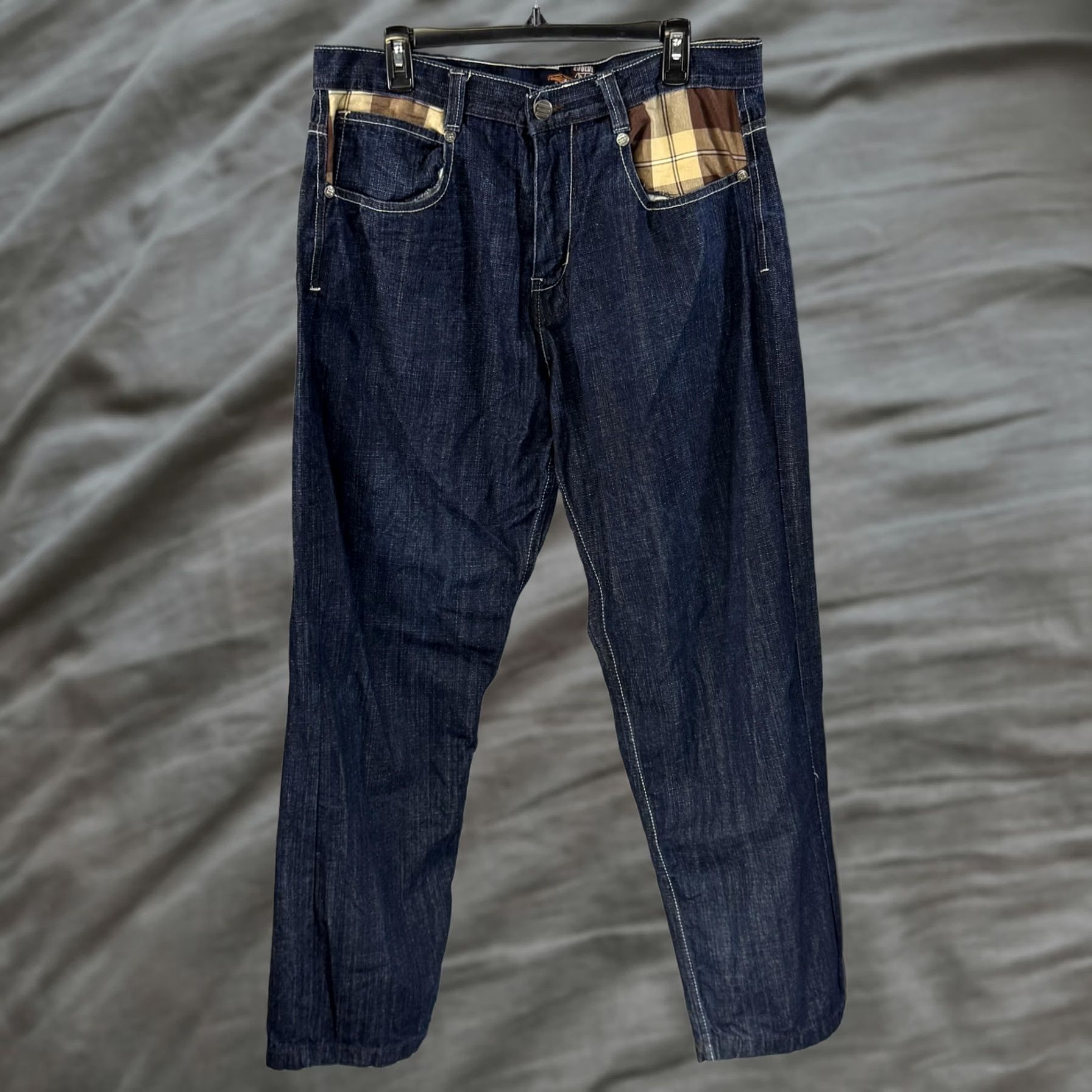 Vintage Evolution In Design Jeans Mens 36x34 Blue Denim Expedition Patches Pants Straight Jeans Size US 36 / EU 52 - 1 Thumbnail