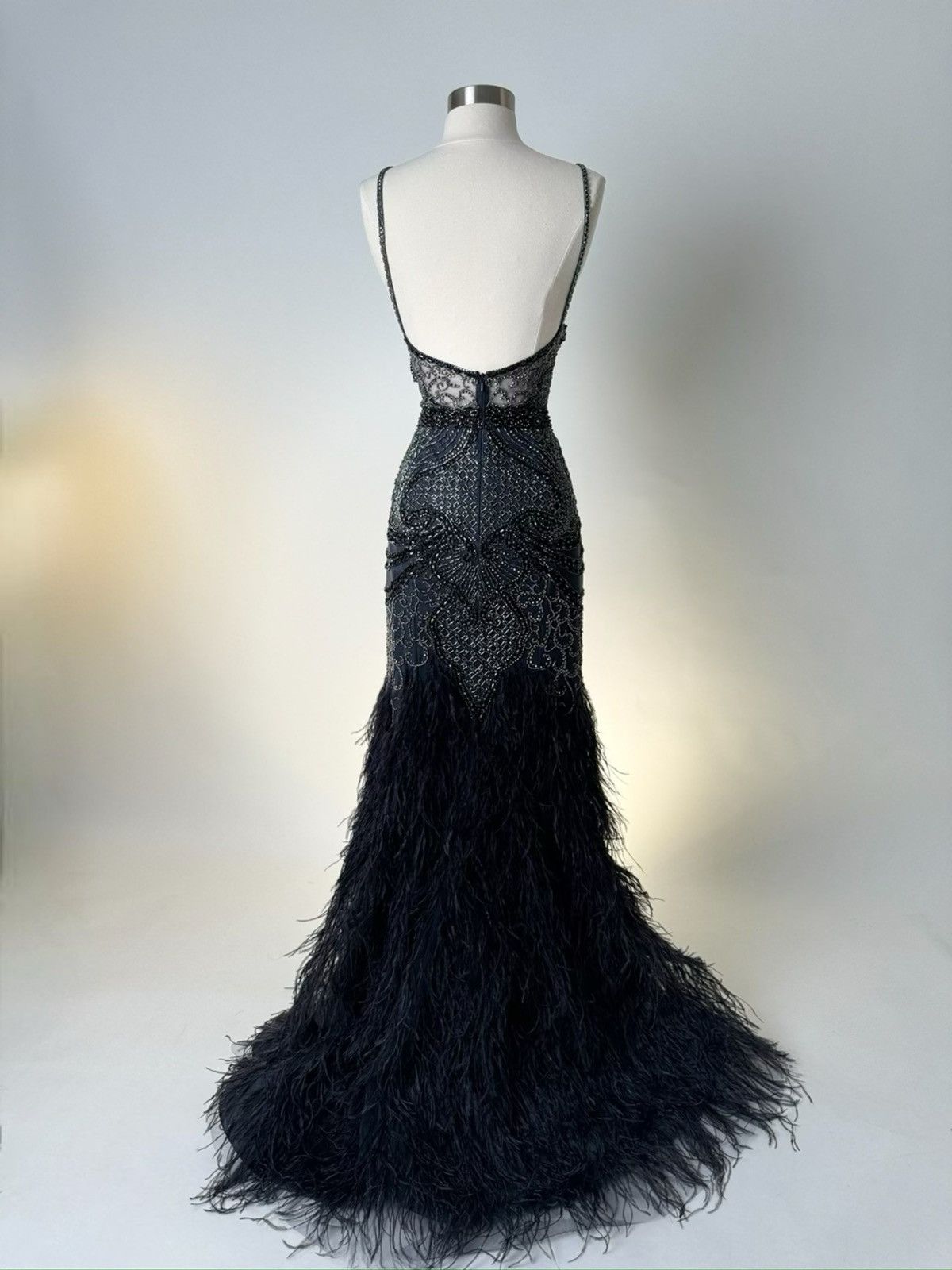 Other Brand New US 12 Jovani Feather Beaded Evening Dress Size XL / US 12-14 / IT 48-50 - 7 Thumbnail