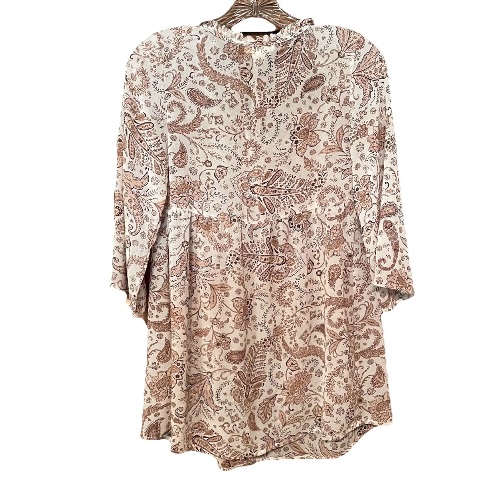 H&M H&M Mama boho paisley cream tan brown sheer pretty maternity top blouse XS Size XS / US 0-2 / IT 36-38 - 3 Thumbnail