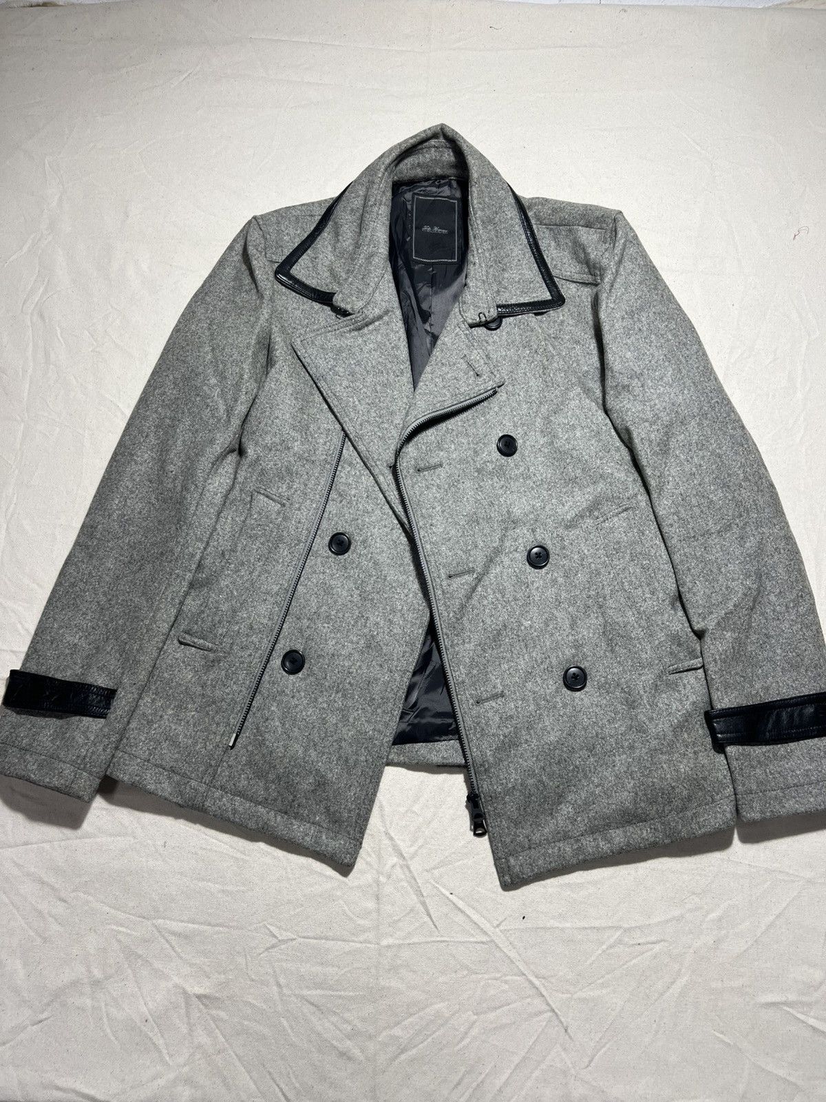 Tête Homme wool-blend double-breasted peacoat with zipper