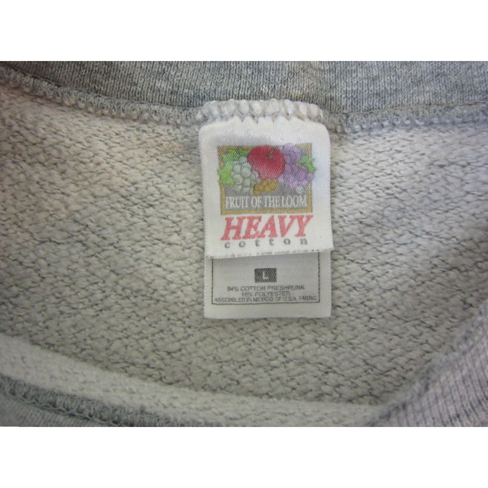 Fruit Of The Loom VINTAGE Fruit of the Loom Sweatshirt Mens L Gray 90s Distress Cycling Patch Crew Neck Pullover Cotton Polyester Fleece Size US L / EU 52-54 / 3 - 6 Thumbnail