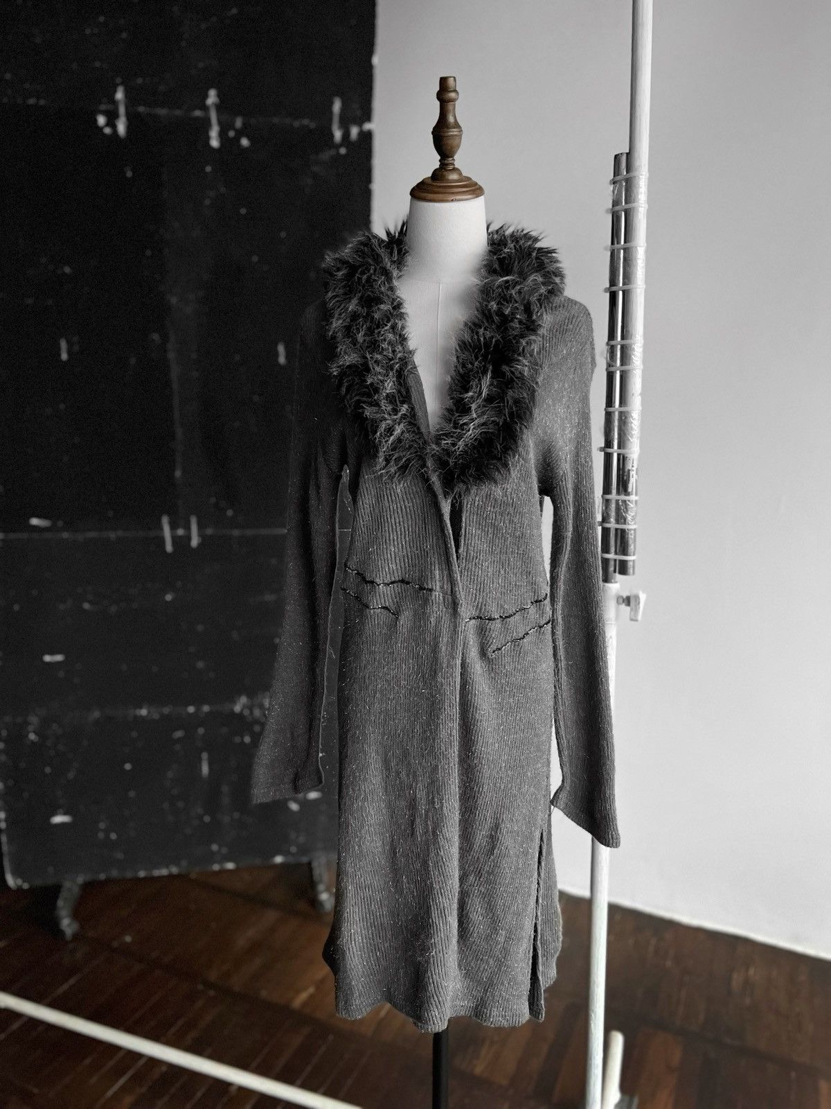 Sandro × Vintage Sandro Paris Womens Archive Vintage Gray LS Cardigan Dress Size S / US 4 / IT 40 - 1 Thumbnail