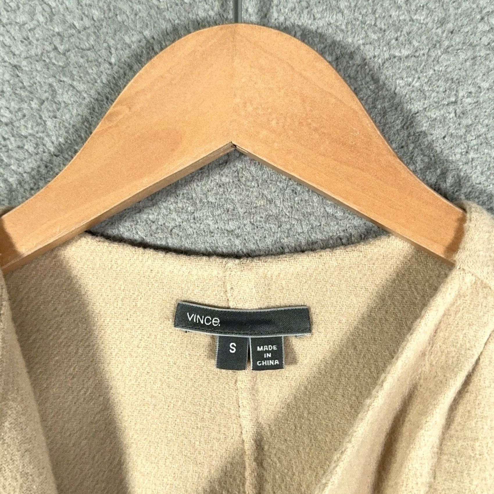 Vince Vince Womens Jacket Adult S Brown Wool Blend Lamb Leather Draped Coatigan Blazer Team: Vince Drape Neck Leather, Basic Designer Classy Open Front Size S / US 4 / IT 40 - 3 Thumbnail