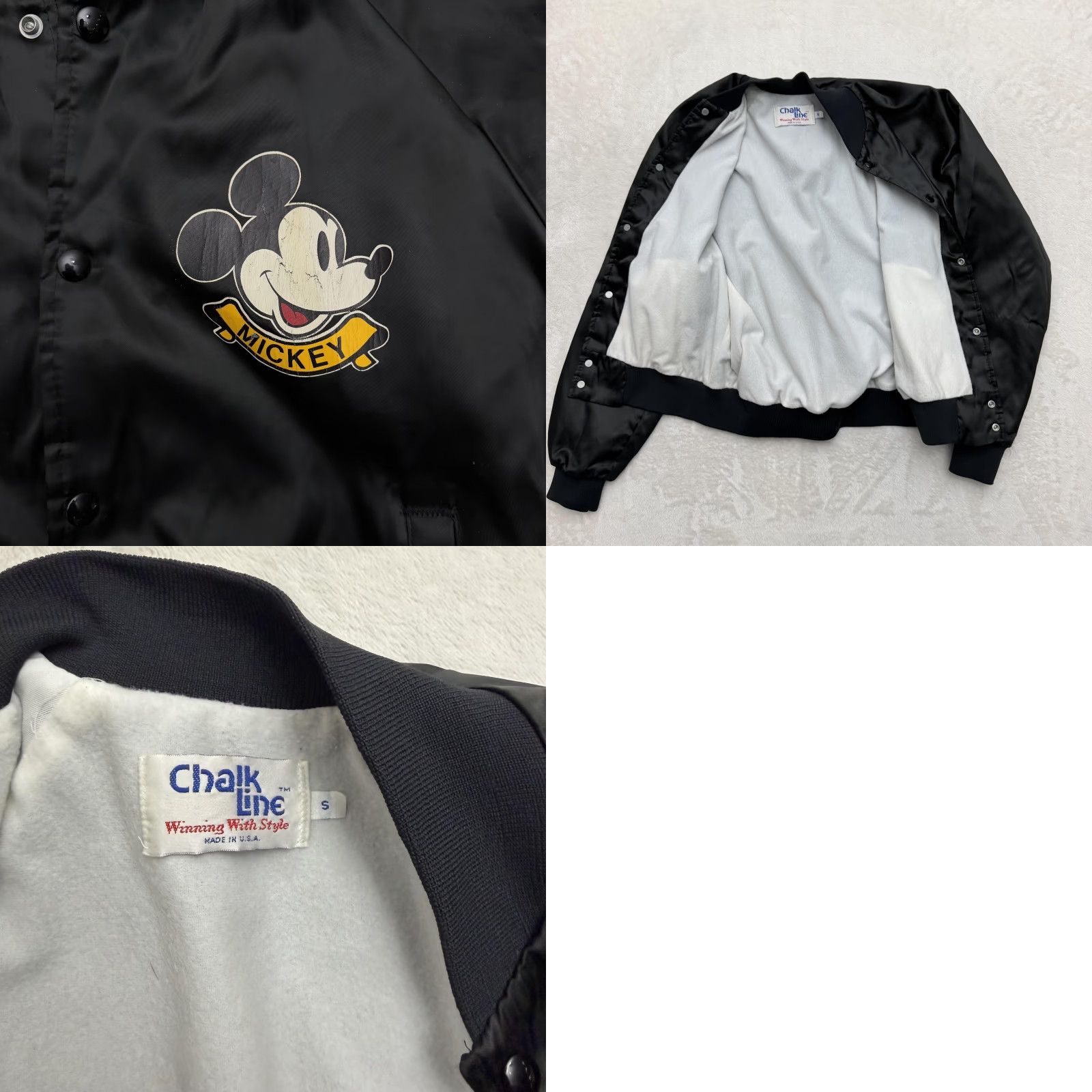 Chalk Line VINTAGE Chalk Line Mickey Mouse Disney Jacket Mens S Black Satin Bomber 80s Size US S / EU 44-46 / 1 - 10 Thumbnail
