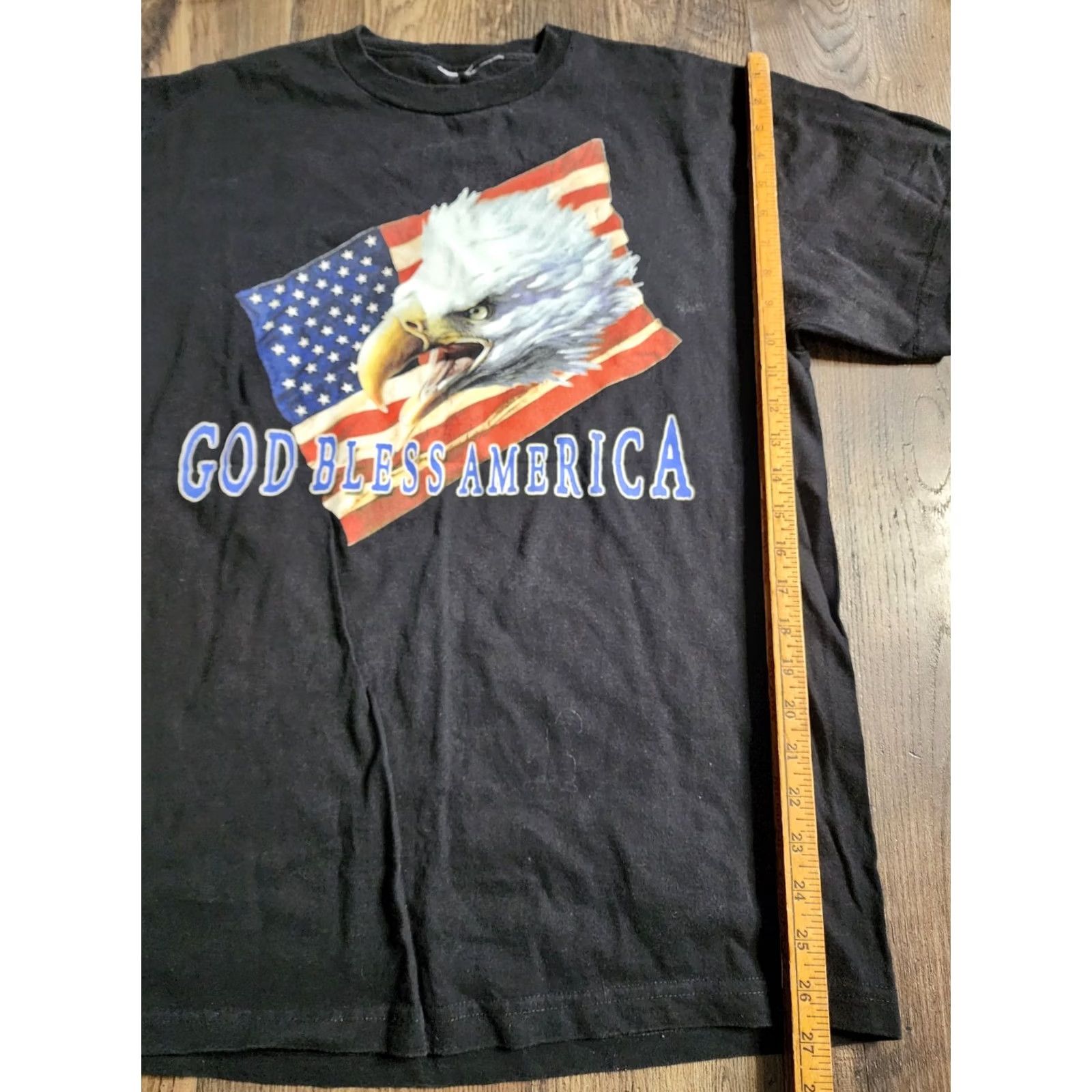 Vintage VINTAGE Unbranded T-Shirt Men L Black American Eagle Flag God Bless America USA Patriotic Shirt Graphic Print Crew Neck Short Sleeve 100% Cotton Size US L / EU 52-54 / 3 - 2 Thumbnail
