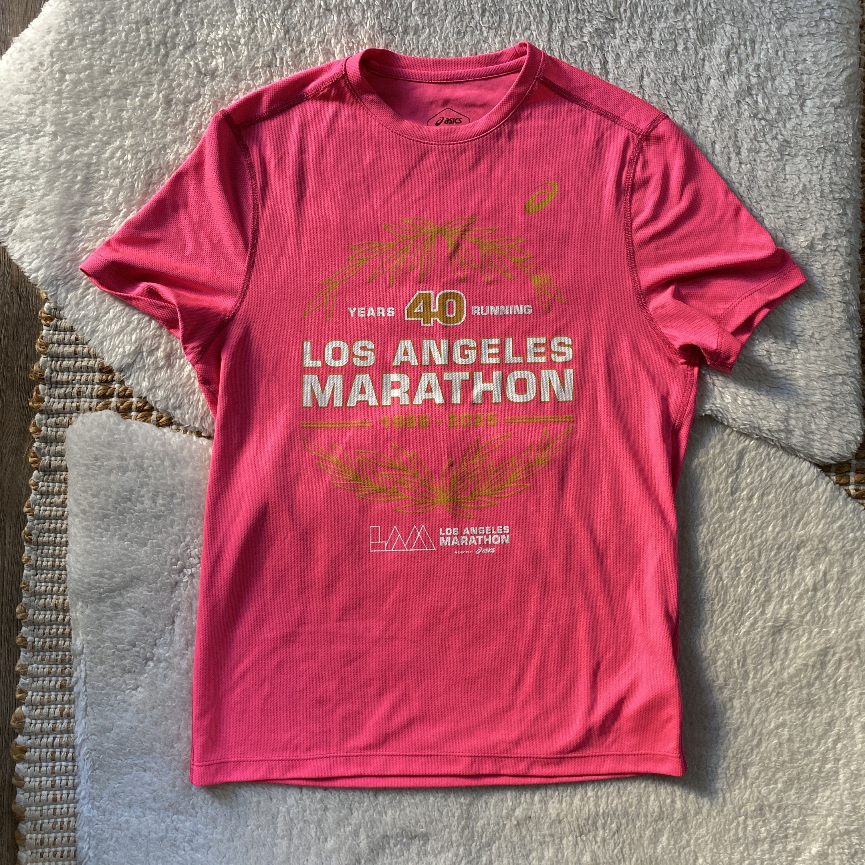 Asics ASICS Los Angeles Marathon Neon Pink Technical T-Shirt Size S / US 4 / IT 40 - 1 Thumbnail