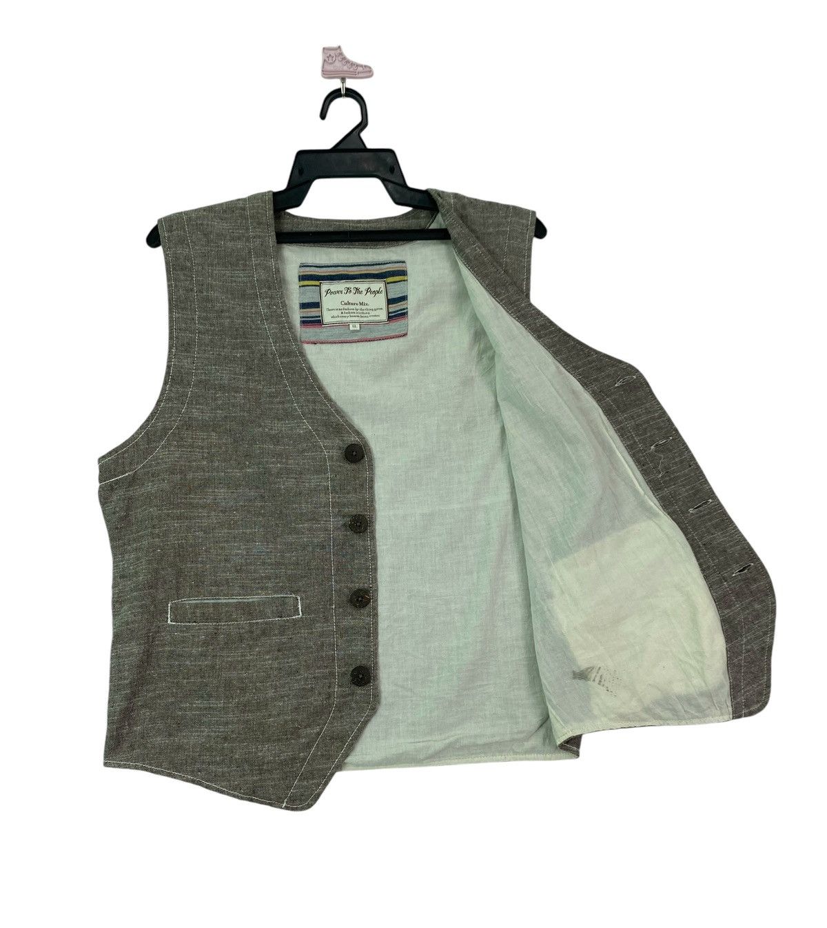 Japanese Brand Rare Power To The People salt and pepper style cotton vest Size US XL / EU 56 / 4 - 3 Thumbnail
