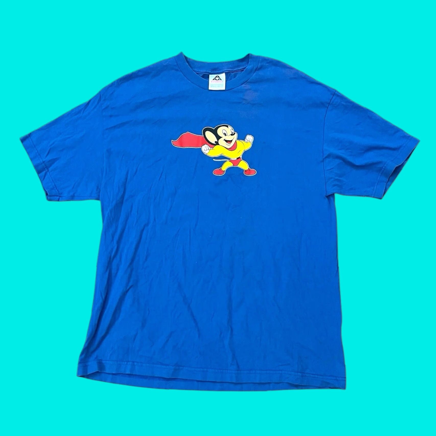 Vintage VINTAGE Mighty Mouse T-Shirt Mens XL Blue 90s Cartoon Graphic Logo Shirt, USA, Moto? Size US XL / EU 56 / 4 - 1 Thumbnail