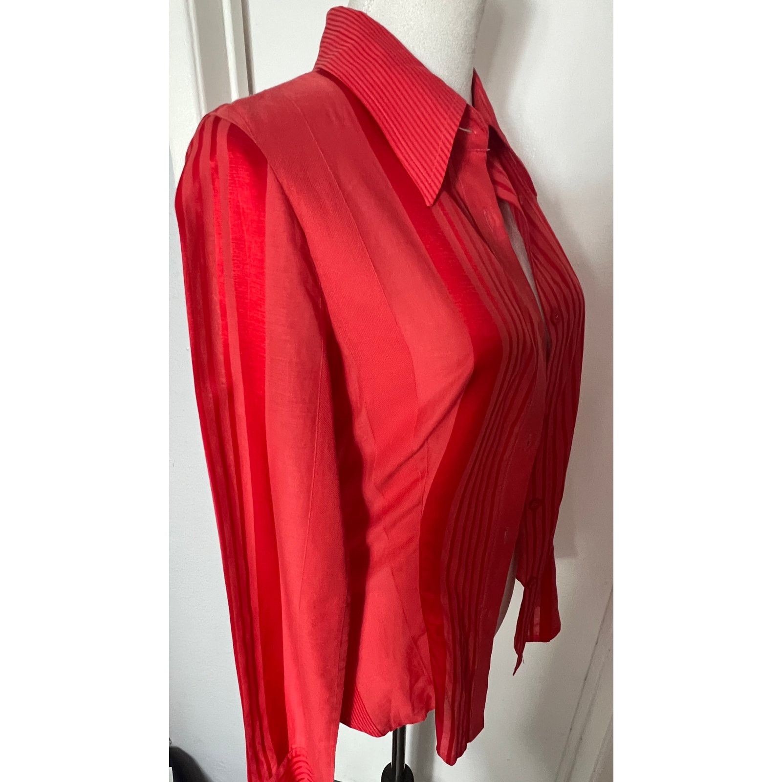 Just Cavalli Roberto Just Cavalli Red Button up blouse Sz S 00s y2k Size S / US 4 / IT 40 - 5 Thumbnail