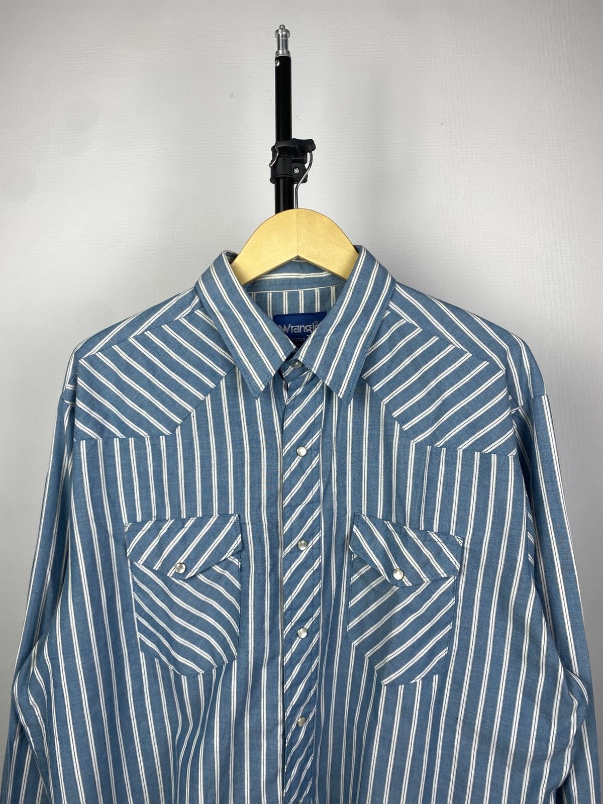 Cowboy Equipment × Vintage × Wrangler Vintage 90s USA Western Wrangler Striped long sleeve Shirt Size US XL / EU 56 / 4 - 2 Thumbnail