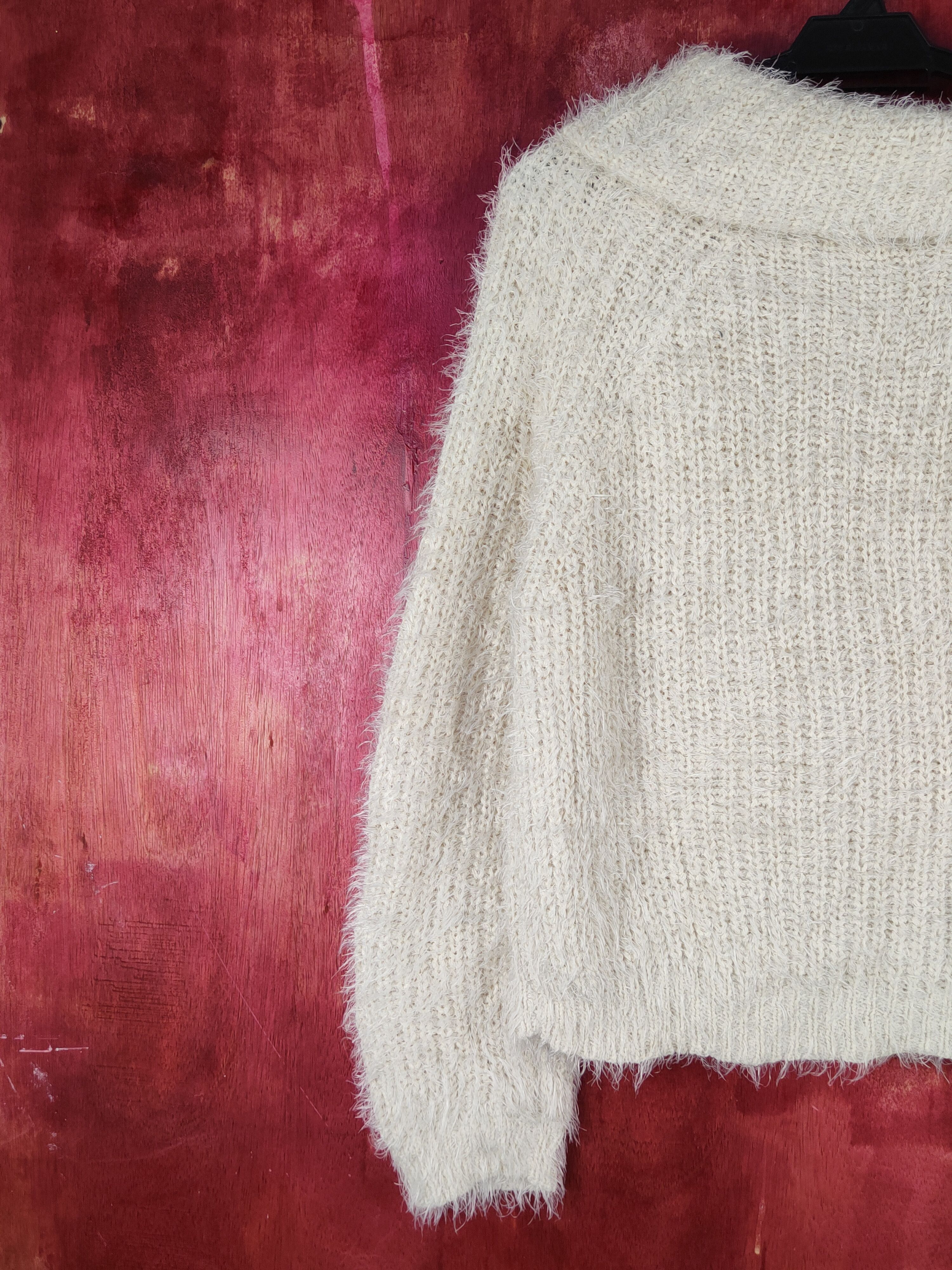 Homespun Knitwear Gorge Cream Shag Shaggy Fur Mohair Knitwear #S2275 Size S / US 4 / IT 40 - 9 Thumbnail