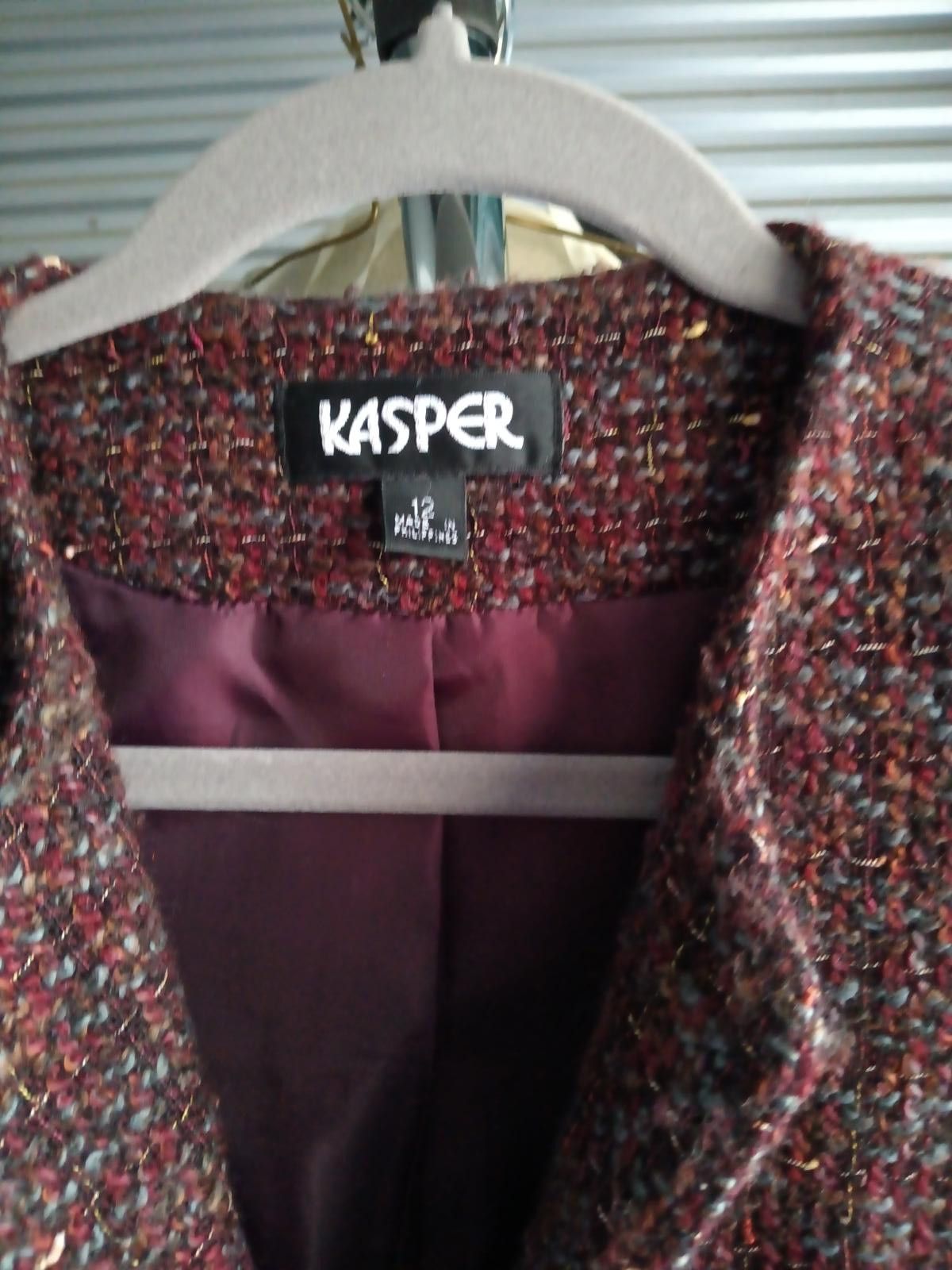 Designer KASPER Elegant Tweed Blazer Jacket Size XL / US 12-14 / IT 48-50 - 5 Thumbnail