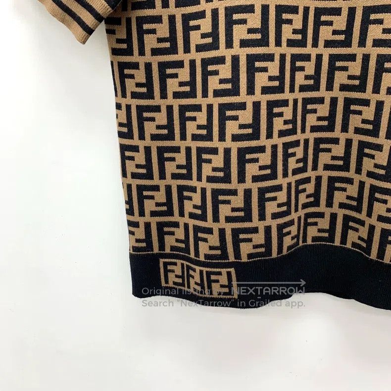 Fendi Fendi Deep brown logo letter full print round neck short s Size S / US 4 / IT 40 - 4 Thumbnail
