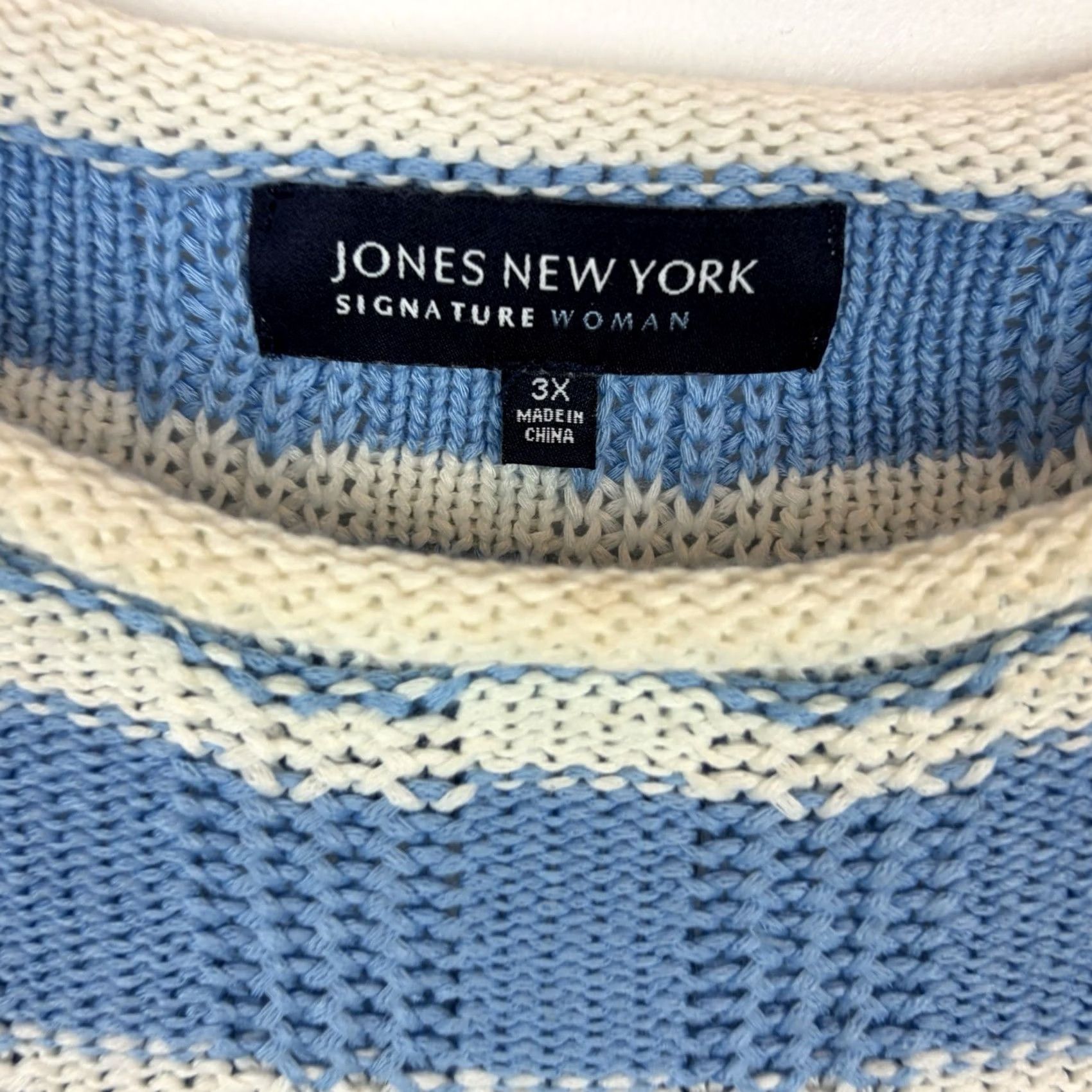 Jones New York Jones New York Sweater Womens 3X Blue Signature Stripe Knit Pullover Roll Neck Size XXL / US 16-18 / IT 52-54 - 3 Thumbnail