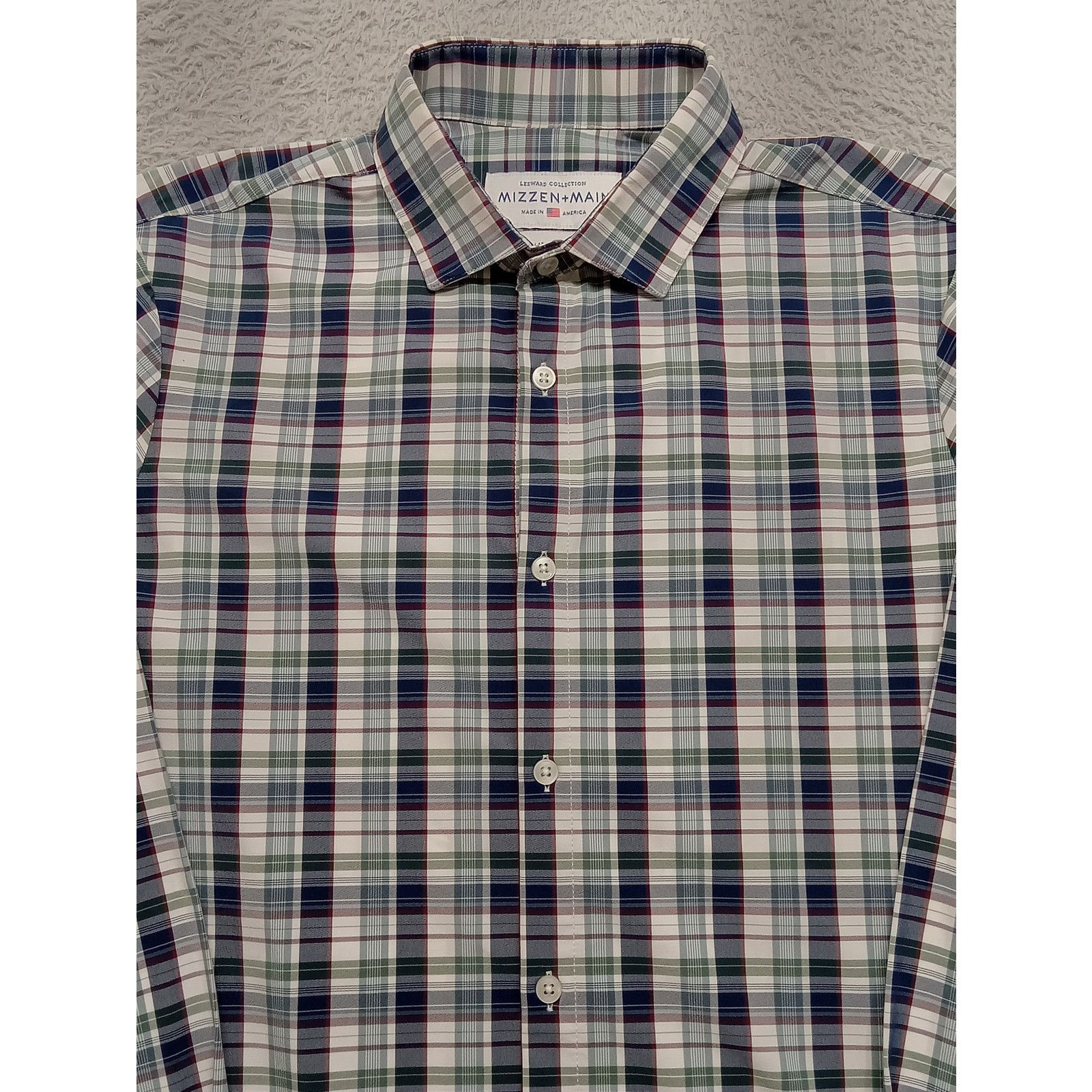 Mizzen+Main Mizzen+Main Shirt L Men's Leeward Trim Fit Blue Plaid Size US L / EU 52-54 / 3 - 3 Thumbnail