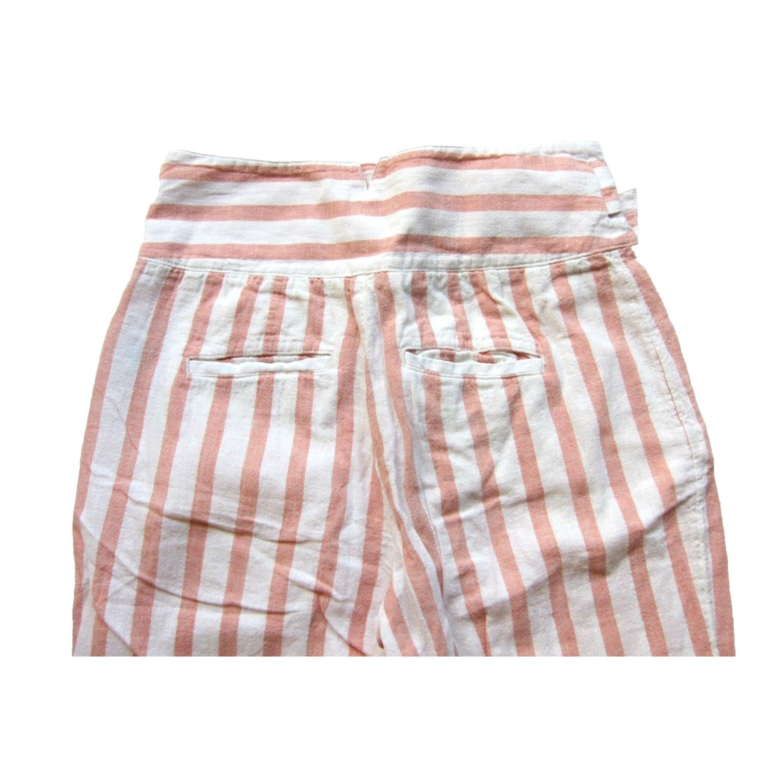 Anthropologie By Anthropologie White Pink Stripe Linen High Rise Pocket Chino Pant Women 2 Size 26" / US 2 / IT 38 - 5 Thumbnail