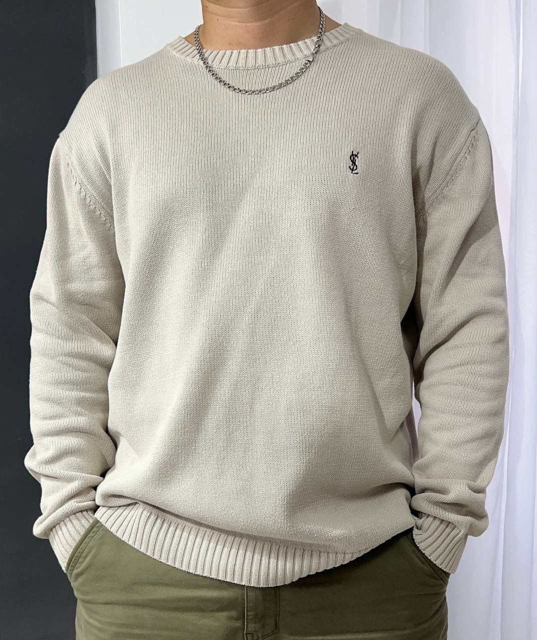 Vintage Vintage Yves Saint Laurent Knit Sweater YSL Logo 90s Y2K 
