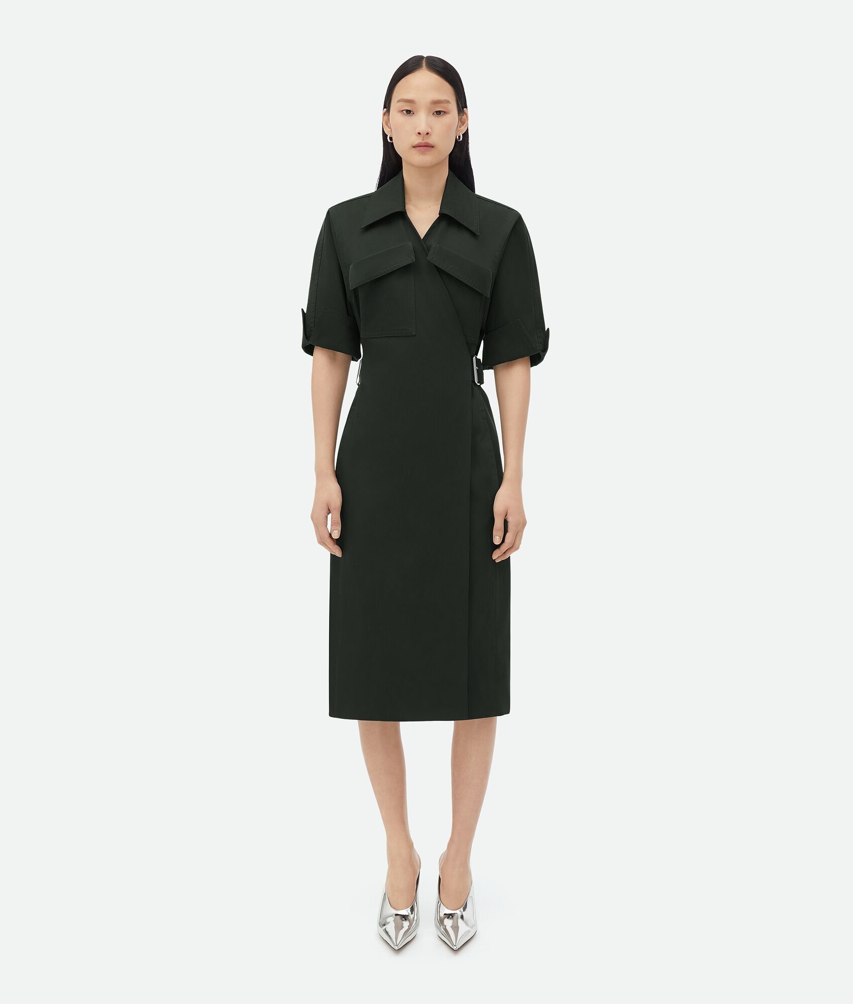 Bottega Veneta o1bcso1str0225 Cotton Twill Midi Dress in Camping Size M / US 6-8 / IT 42-44 - 1 Thumbnail