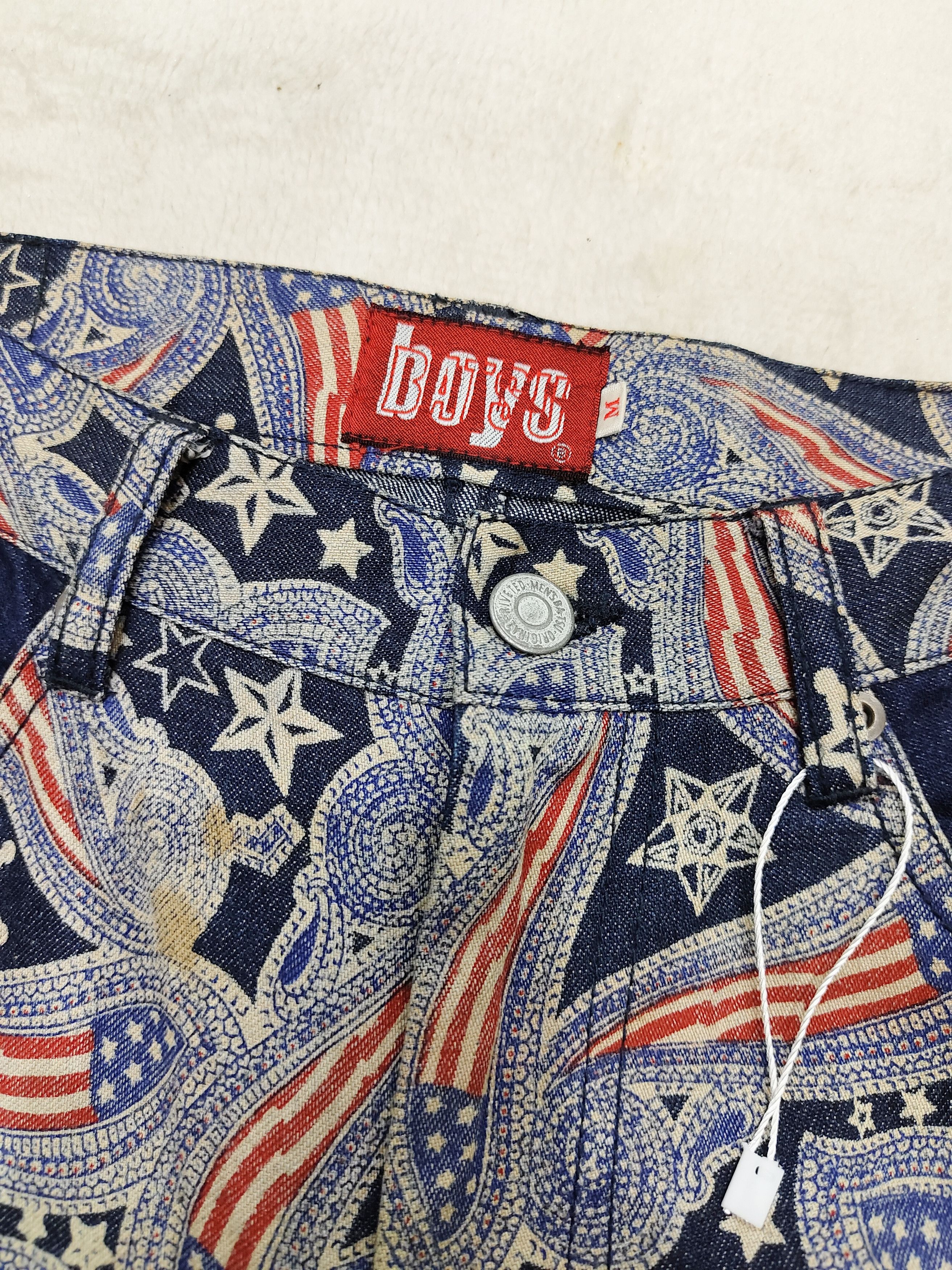 Japanese Brand 90s Batsu🇯🇵 Archive Paisley Graphic Panel Patchwork Jeans Size US 30 / EU 46 - 7 Thumbnail