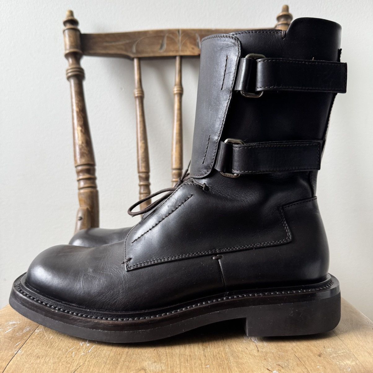 Prada Prada FW1999 Brown Army/Military Velcro Strap Leather Boots Size US 11 / EU 44 - 5 Thumbnail