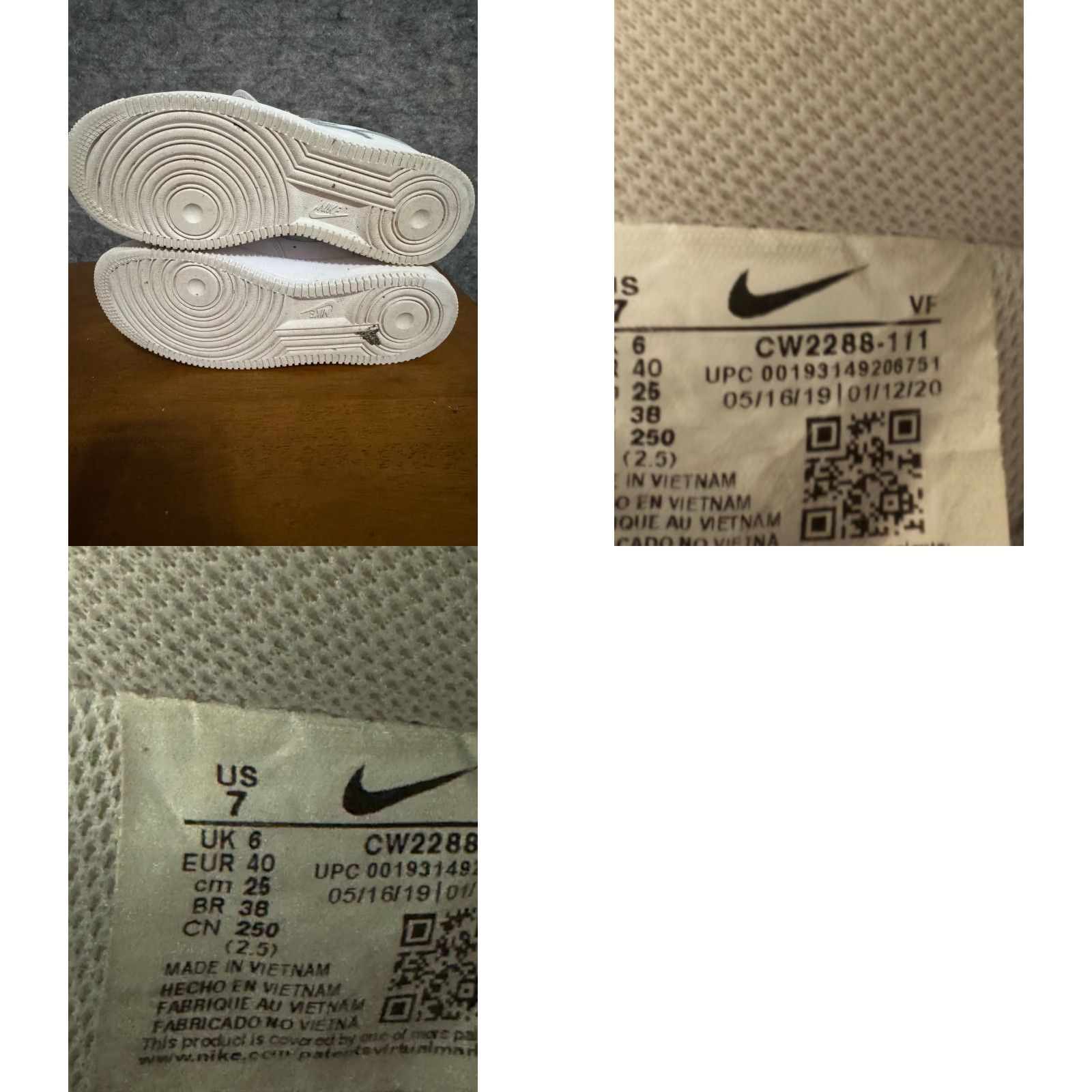 Nike Nike Air Force Low Triple White Sneaker Mens 7 White Leather Rubber Nas White CW2288-111 Size US 7 / EU 40 - 8 Thumbnail