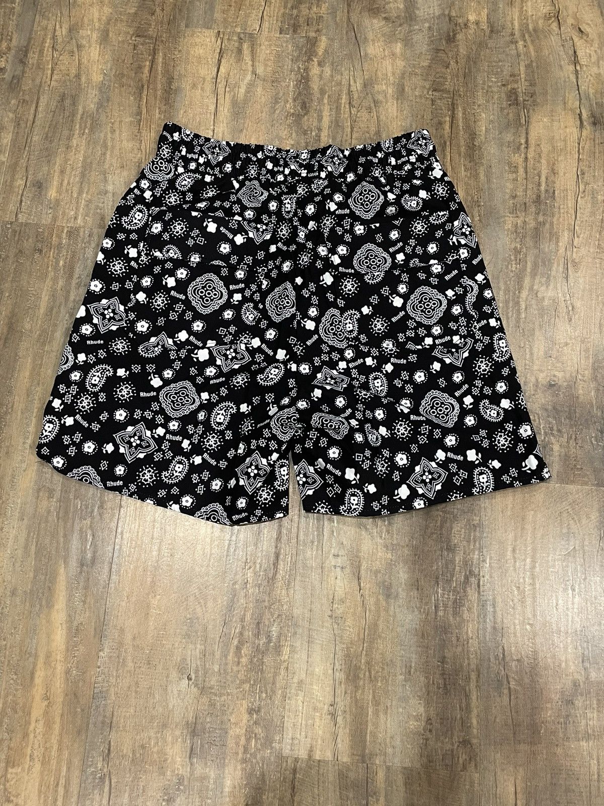 Rhude NEW Rhude Bandana Paisley Logo Shorts Black Spell Out Size US 34 / EU 50 - 4 Thumbnail