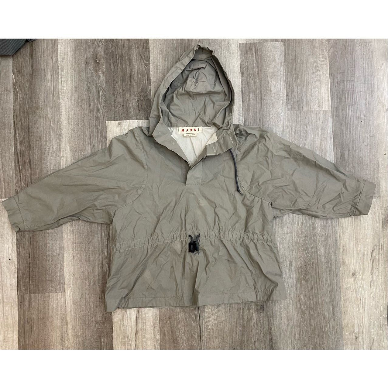 Marni Green Cotton Drawstring Rain Jacket Sz Italy 38 /US M