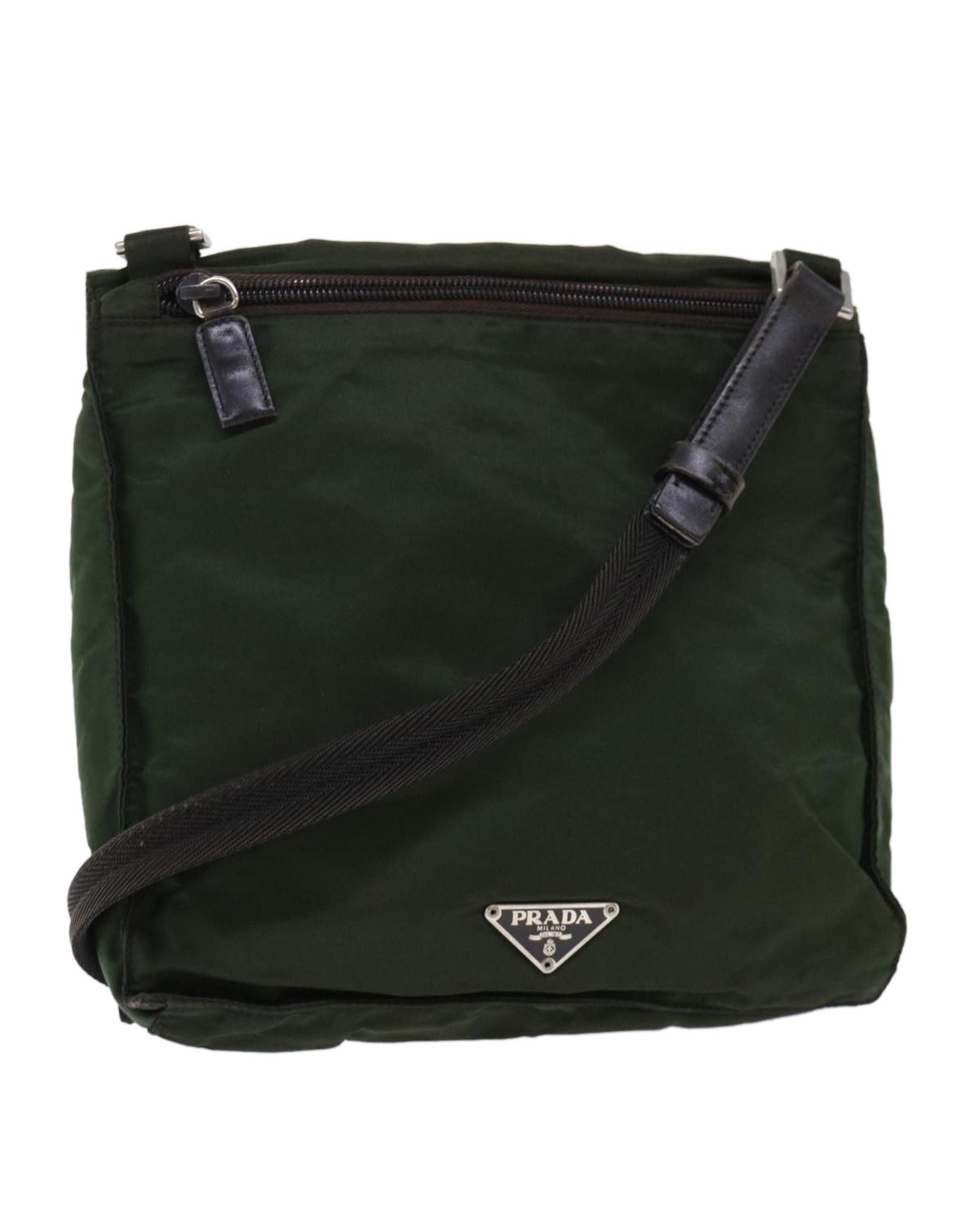 image of Prada Green Nylon Shoulder Bag, Women's