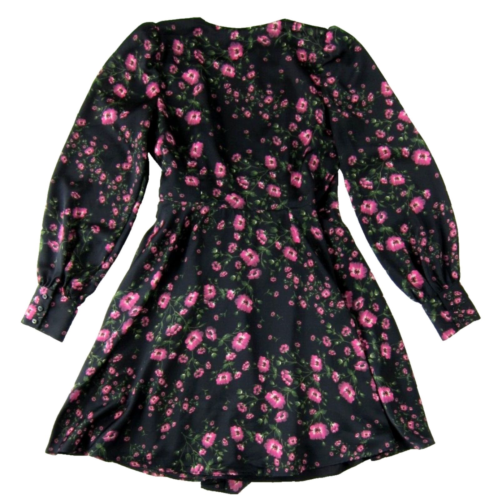 Banana Republic VINTAGE Banana Republic Black Pink Green Silky Long Sleeve Wrap Dress Woman Size 2 Size XS / US 0-2 / IT 36-38 - 2 Thumbnail