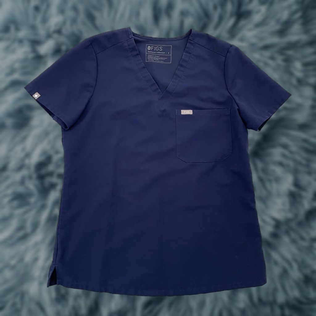 Vintage FIGS Scrubs Womens Small Technical Collection Stretch V Neck Shirt Blue Top Ladies S Size S / US 4 / IT 40 - 1 Thumbnail