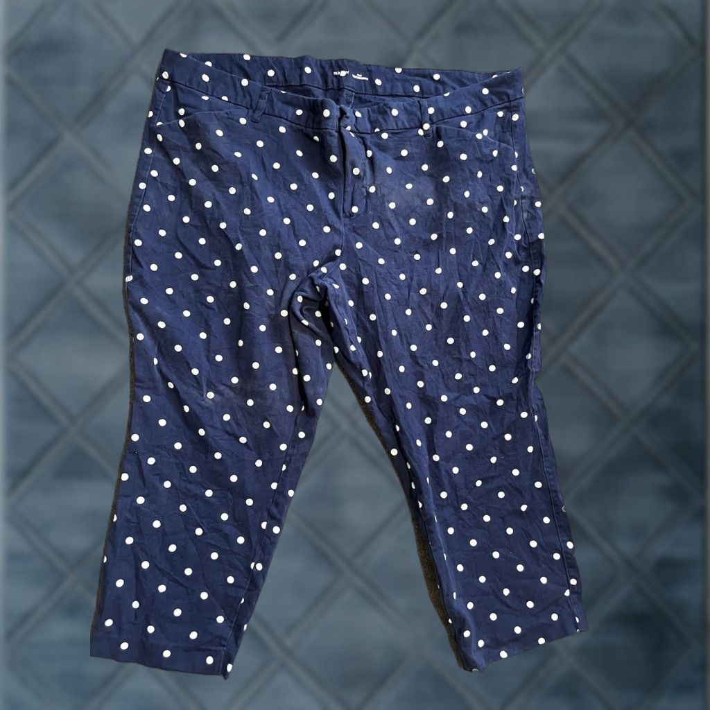 Old Navy Old Navy Pixie Pants Womens 26 Plus Blue White Polka Dot Mid Rise Flat Front Size 26" / US 2 / IT 38 - 1 Thumbnail