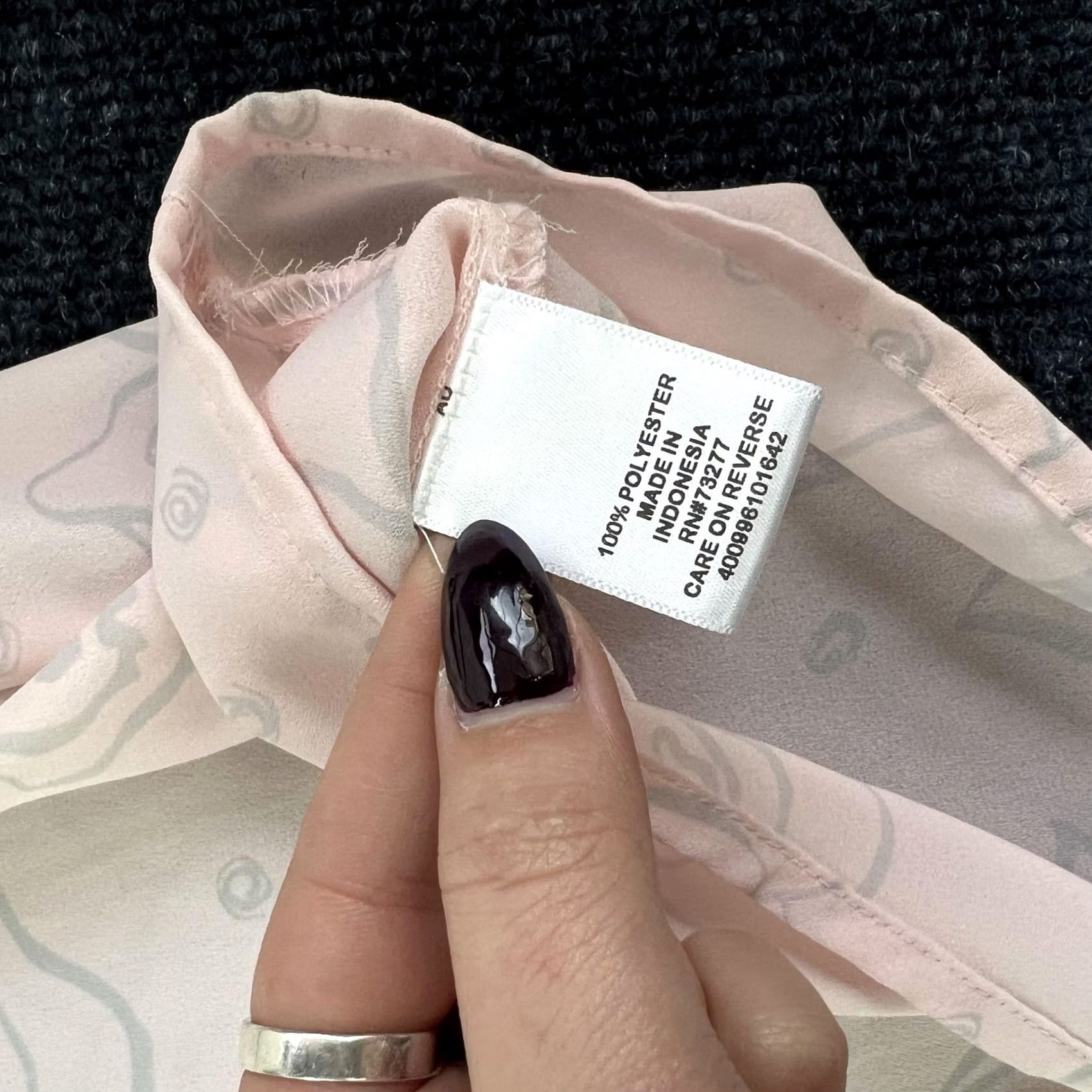 Vintage ELLE Blouse Womens Large Pink Floral Ruffle V Neck 3/4 Sleeve Sheer Chiffon Size L / US 10 / IT 46 - 5 Thumbnail