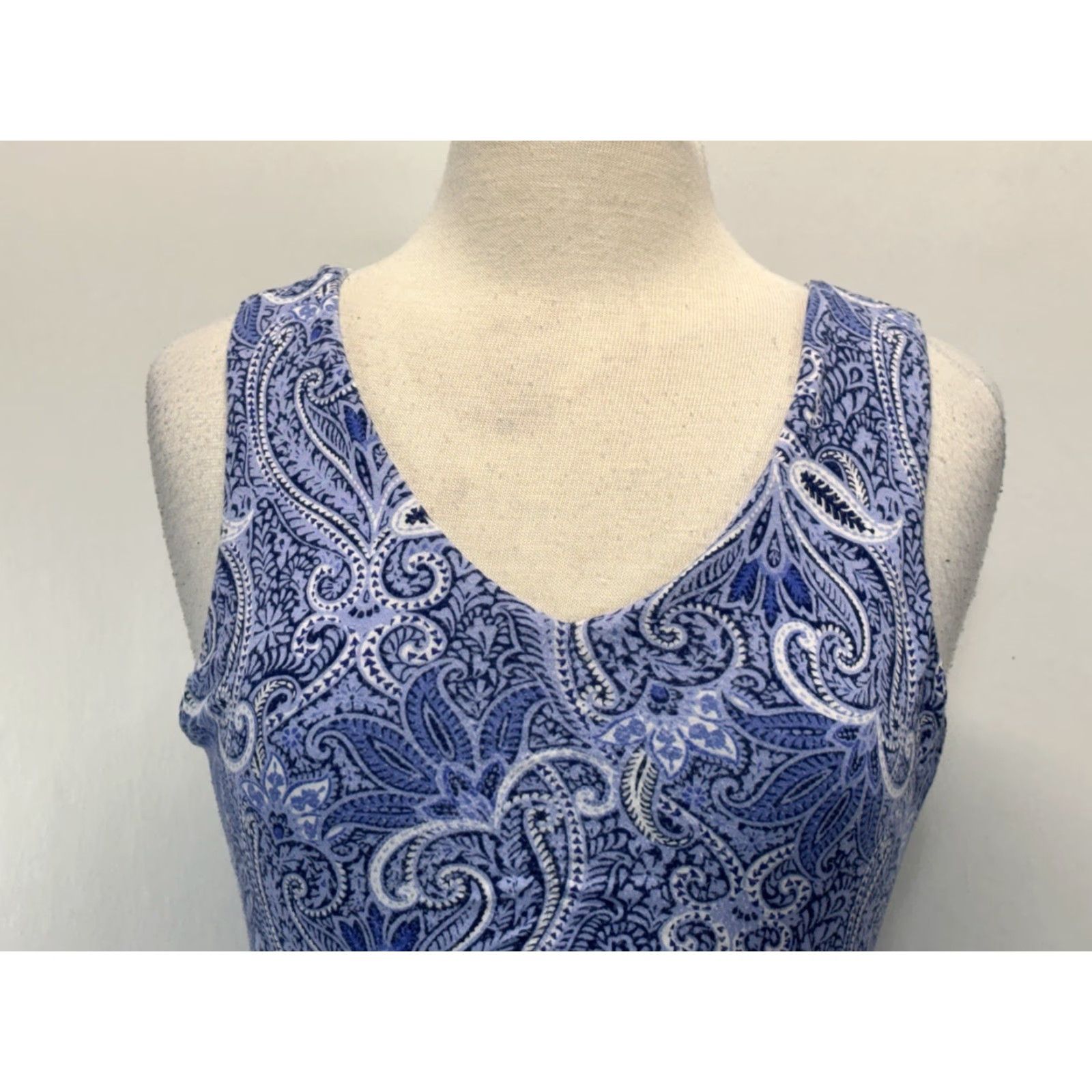 Talbots Talbots Maxi Dress Sz S Blue Paisley Jersey V-Neck Sleeveless Stretch Pullover Casual Womens Size S / US 4 / IT 40 - 5 Thumbnail