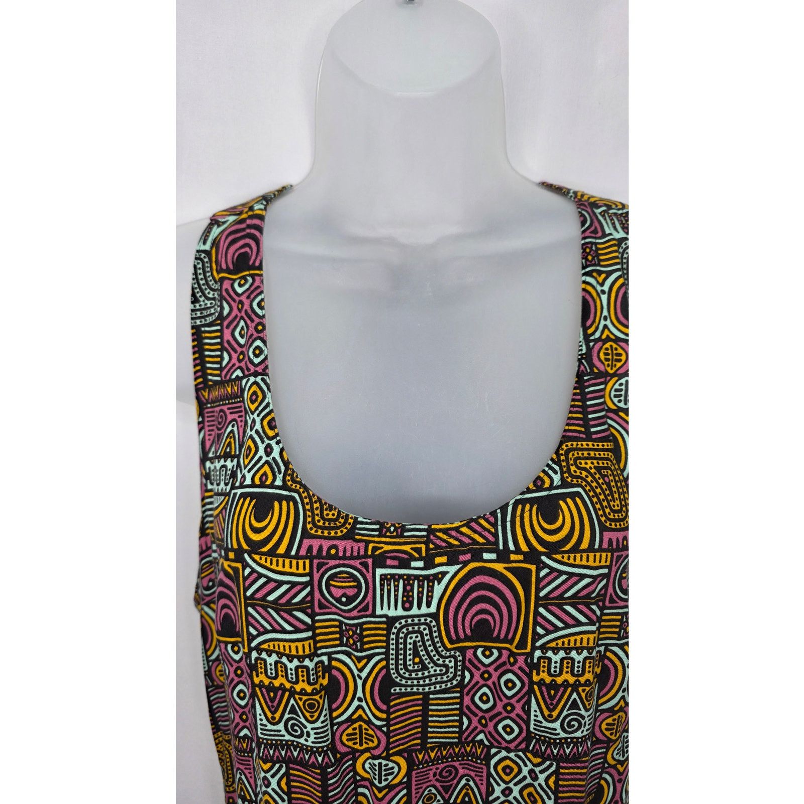 KAVU KAVU Multicolor Geometric Sleeveless Racerback Summer Dress Size S / US 4 / IT 40 - 3 Thumbnail