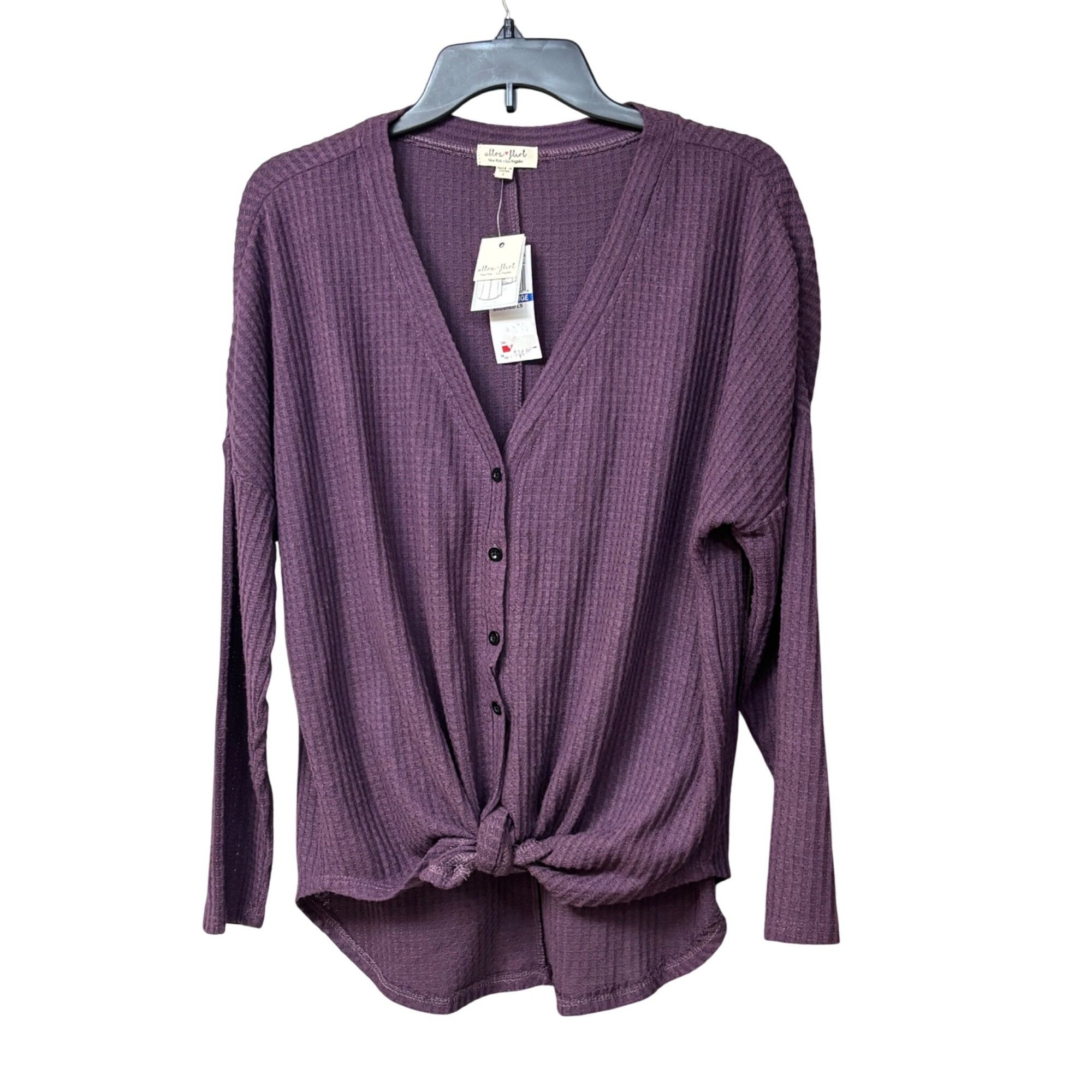 Other Ultra Flirt Junior's Waffle Knit Versatile Cardigan Top, Bla Size L / US 10 / IT 46 - 2 Thumbnail
