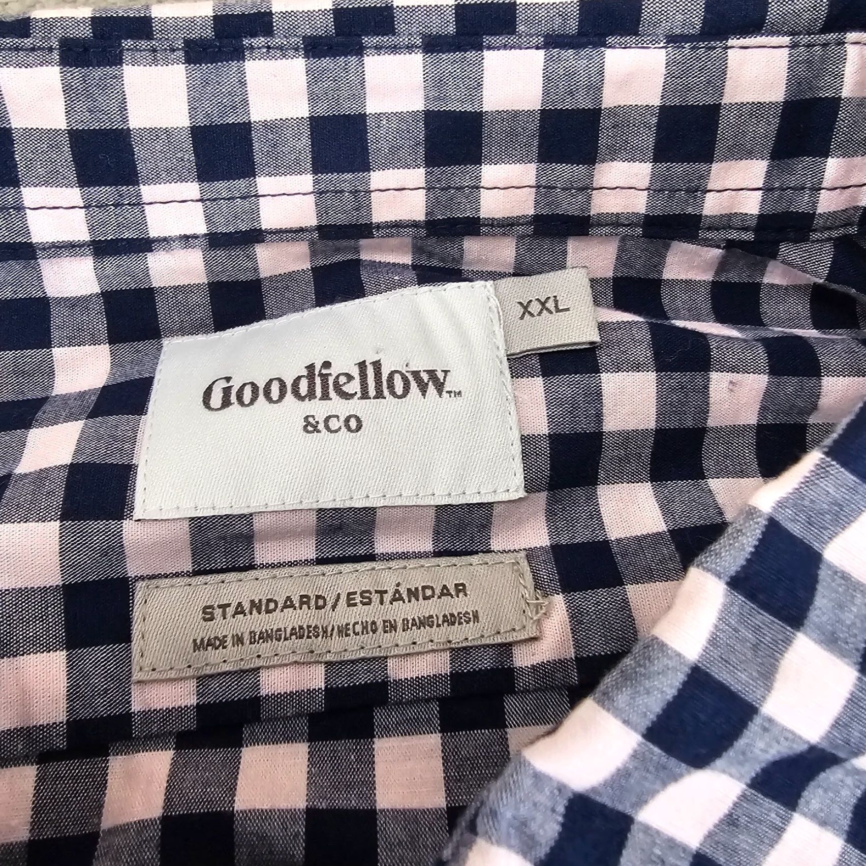 Vintage Goodfellow Shirt Mens 2XL Pink Navy Check Button-Up Long Sleeve Size US XXL / EU 58 / 5 - 3 Thumbnail