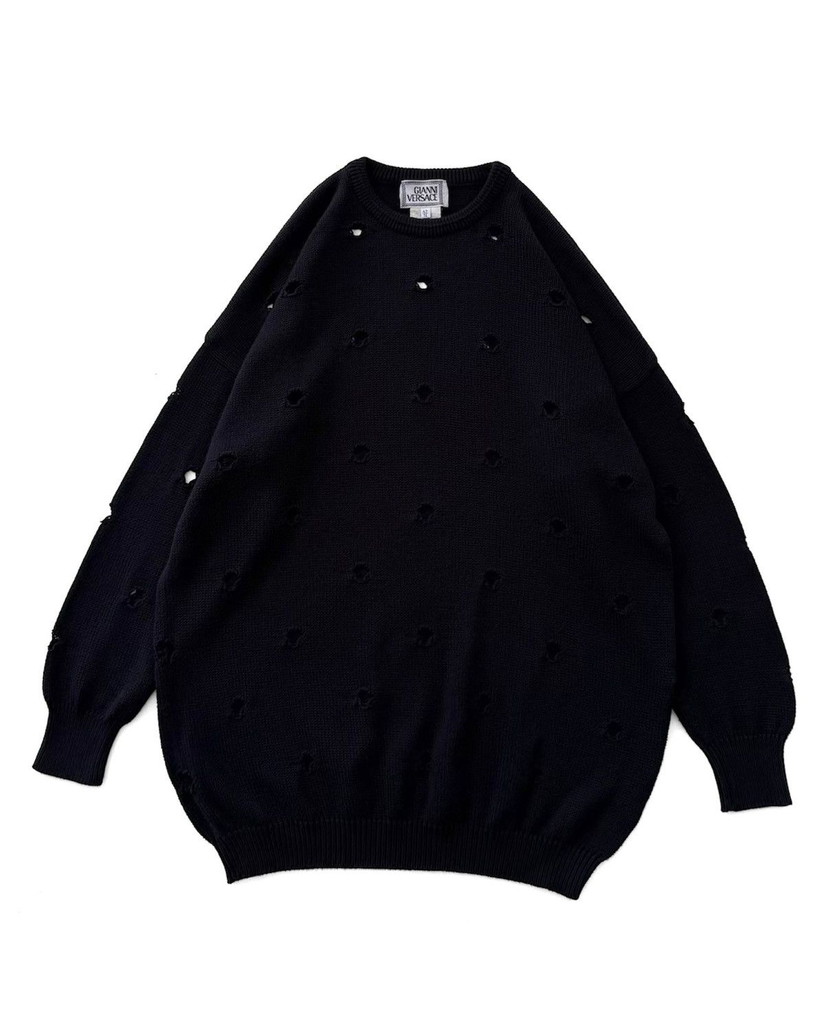 Versace VINTAGE 80s GIANNI VERSACE HOLES DESIGN SWEATER Size US XL / EU 56 / 4 - 1 Thumbnail