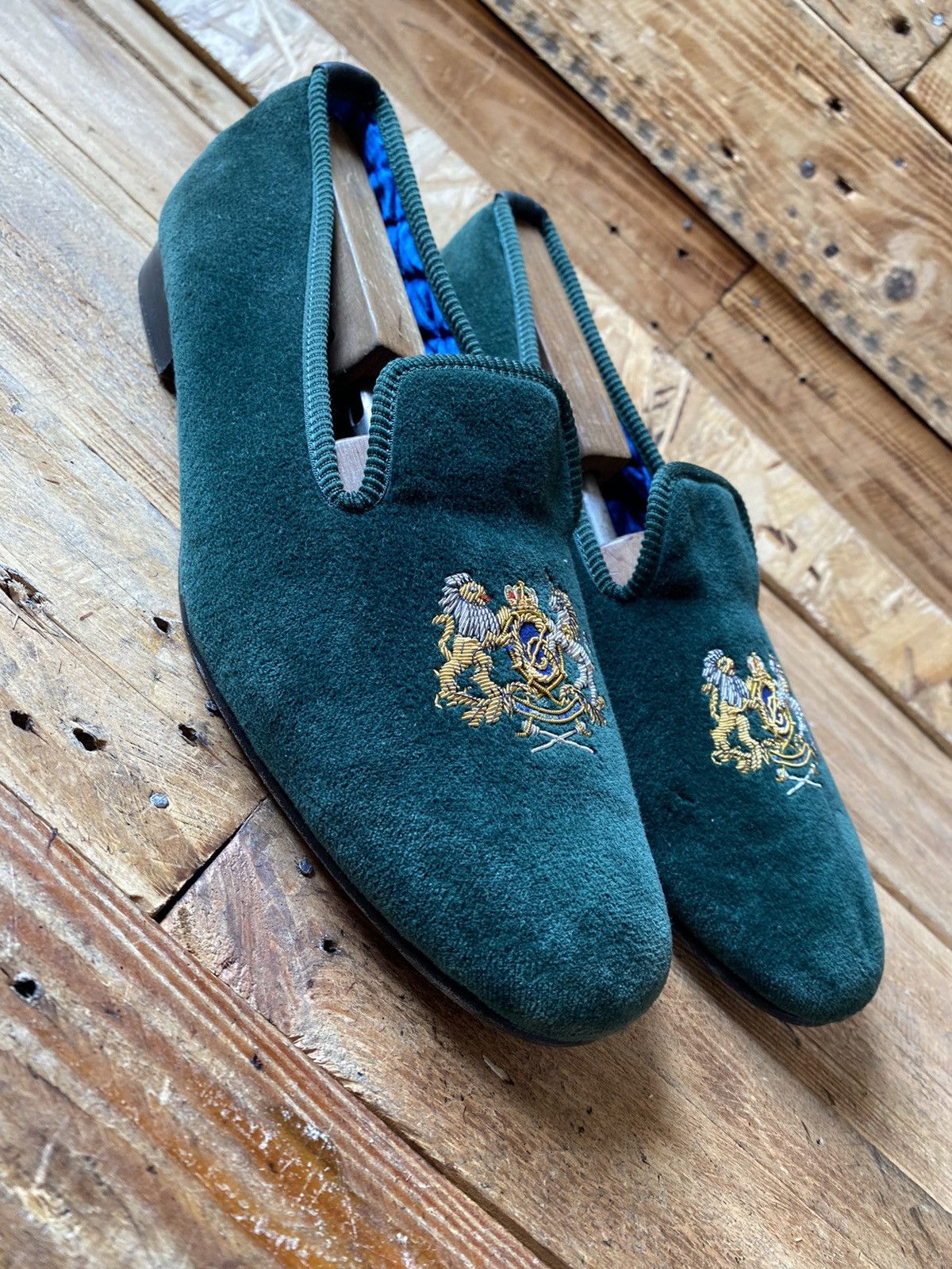 Crockett & Jones Crockett and jones slip slippers green loafer uk sz10.5 Size US 11 / EU 44 - 1 Thumbnail