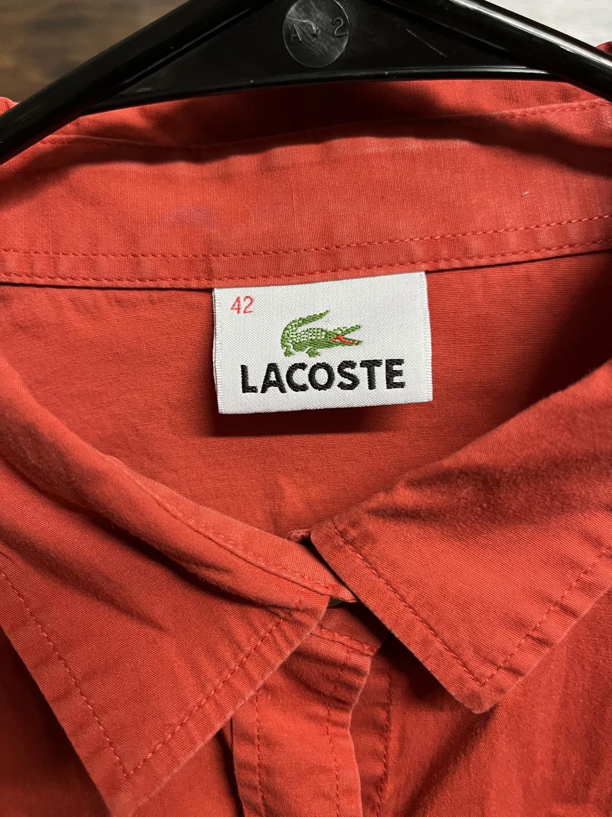 Lacoste VTG Lacoste Button Up Crocodile Embroidered Burgundy -42 Size US XS / EU 42 / 0 - 3 Thumbnail